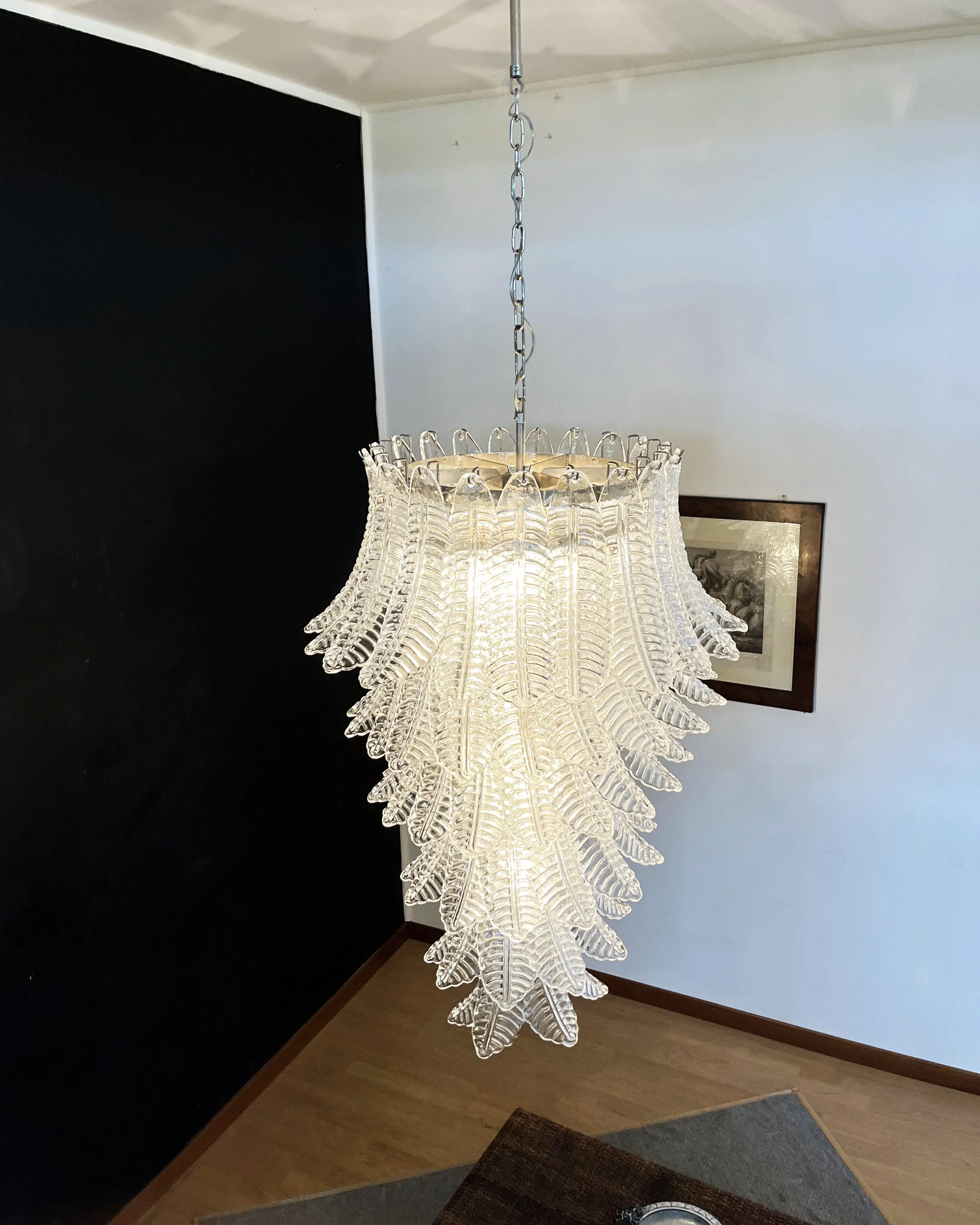 Murano Transparent Felch Spiral Chandelier - Image 8