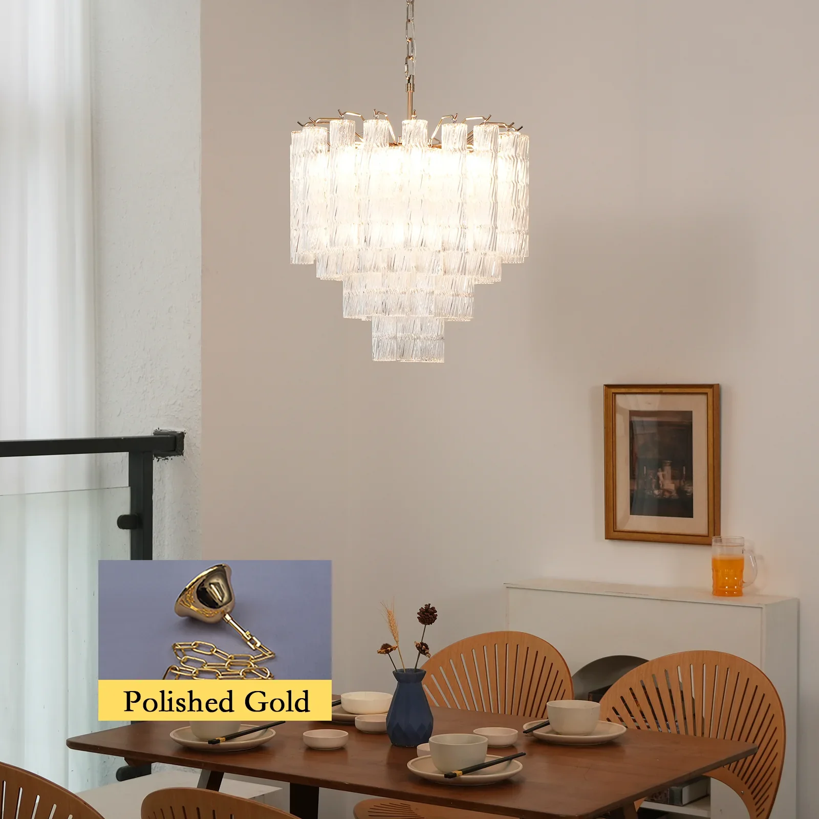 Murano Wave Glass Tube Chandelier - Image 10