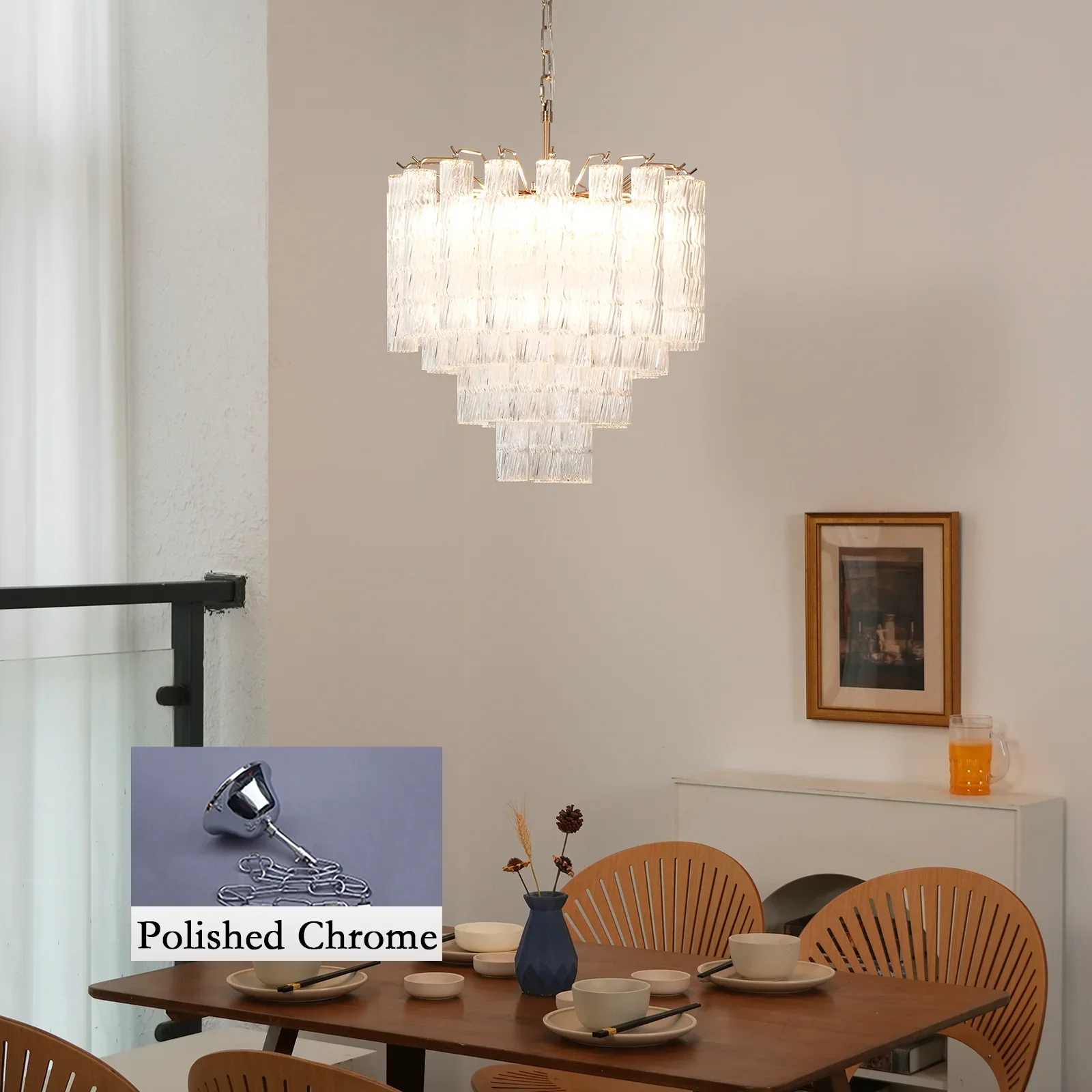Murano Wave Glass Tube Chandelier - Image 9