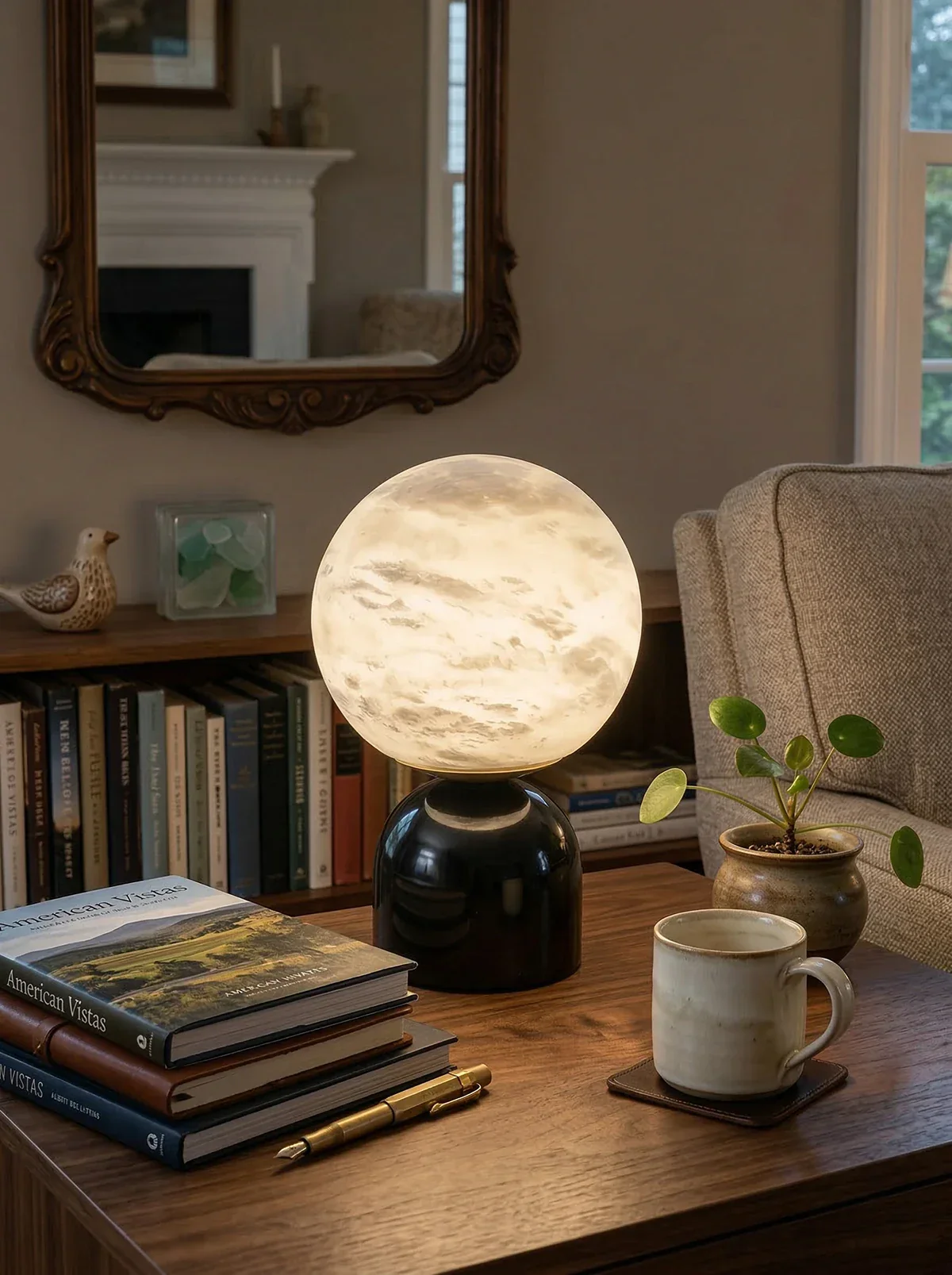 Round Alabaster Table Lamp - Image 6