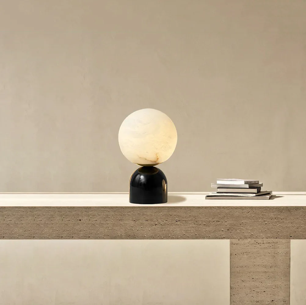 Round Alabaster Table Lamp - Image 8