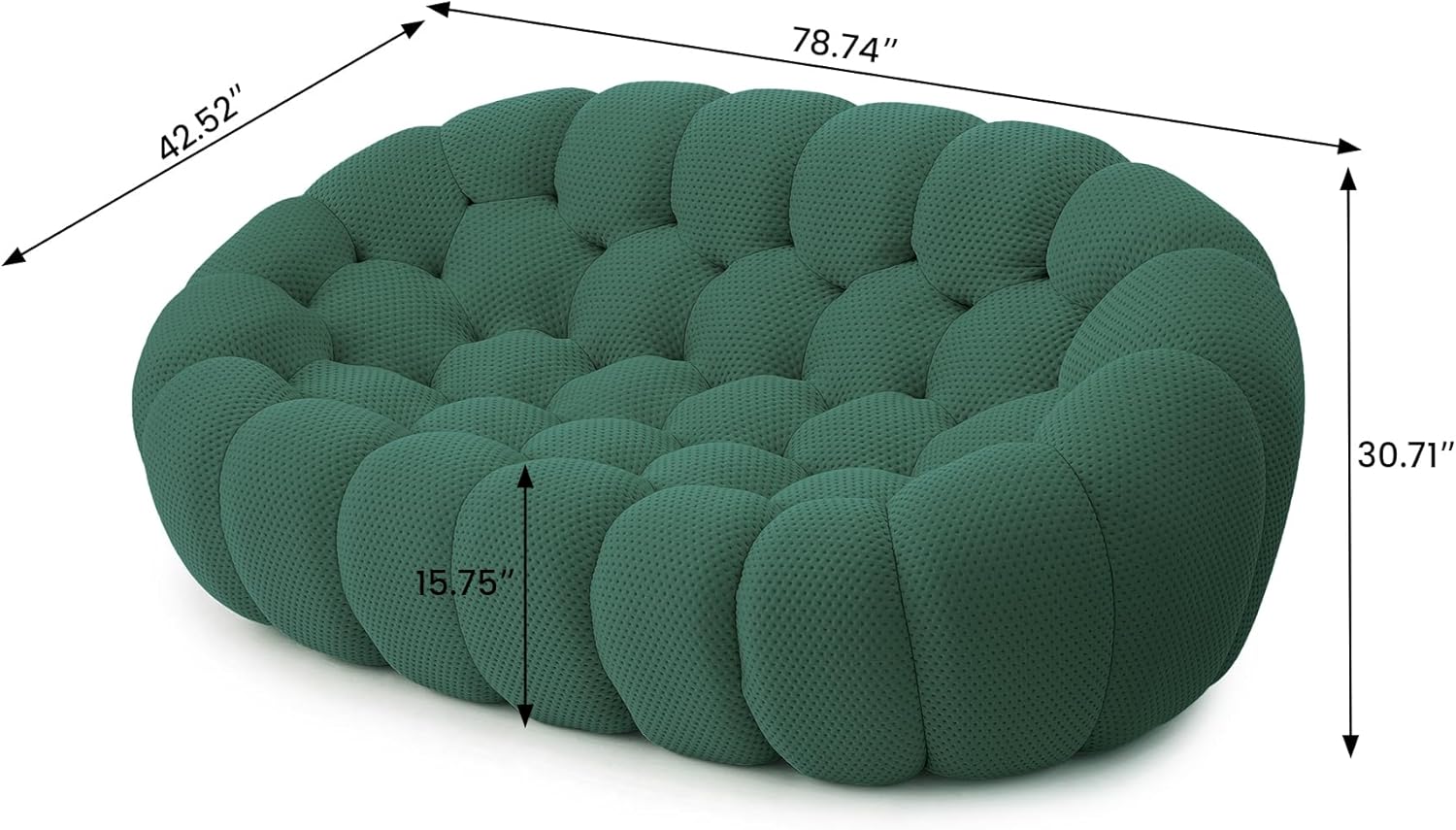 Nuvé® Mitsu Modular Bouclé Cloud Sofa - Dark Green - 2 Seater Sofa - Image 7