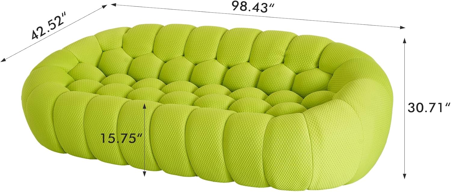 Nuvé® Mitsu Modular Bouclé Cloud Sofa - Lime Green - 3-Seater Sofa - Image 6