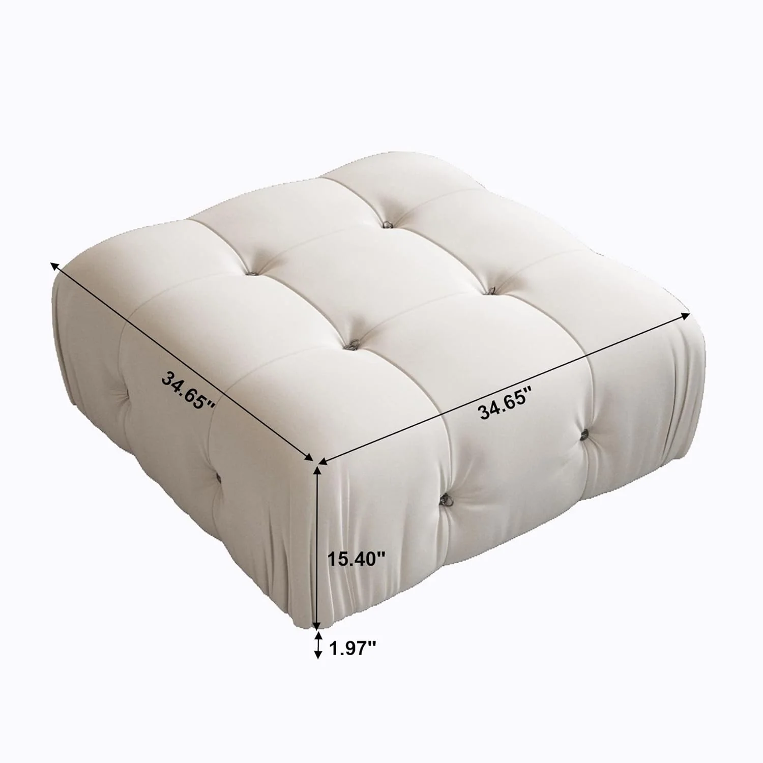 Nuvé® Takumi Velvet Modular Bouclé Cloud Sofa - Beige - Ottoman - Image 5
