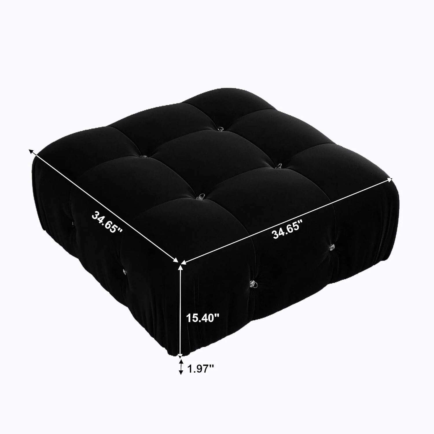 Nuvé® Takumi Velvet Modular Bouclé Cloud Sofa - Black - Ottoman - Image 6