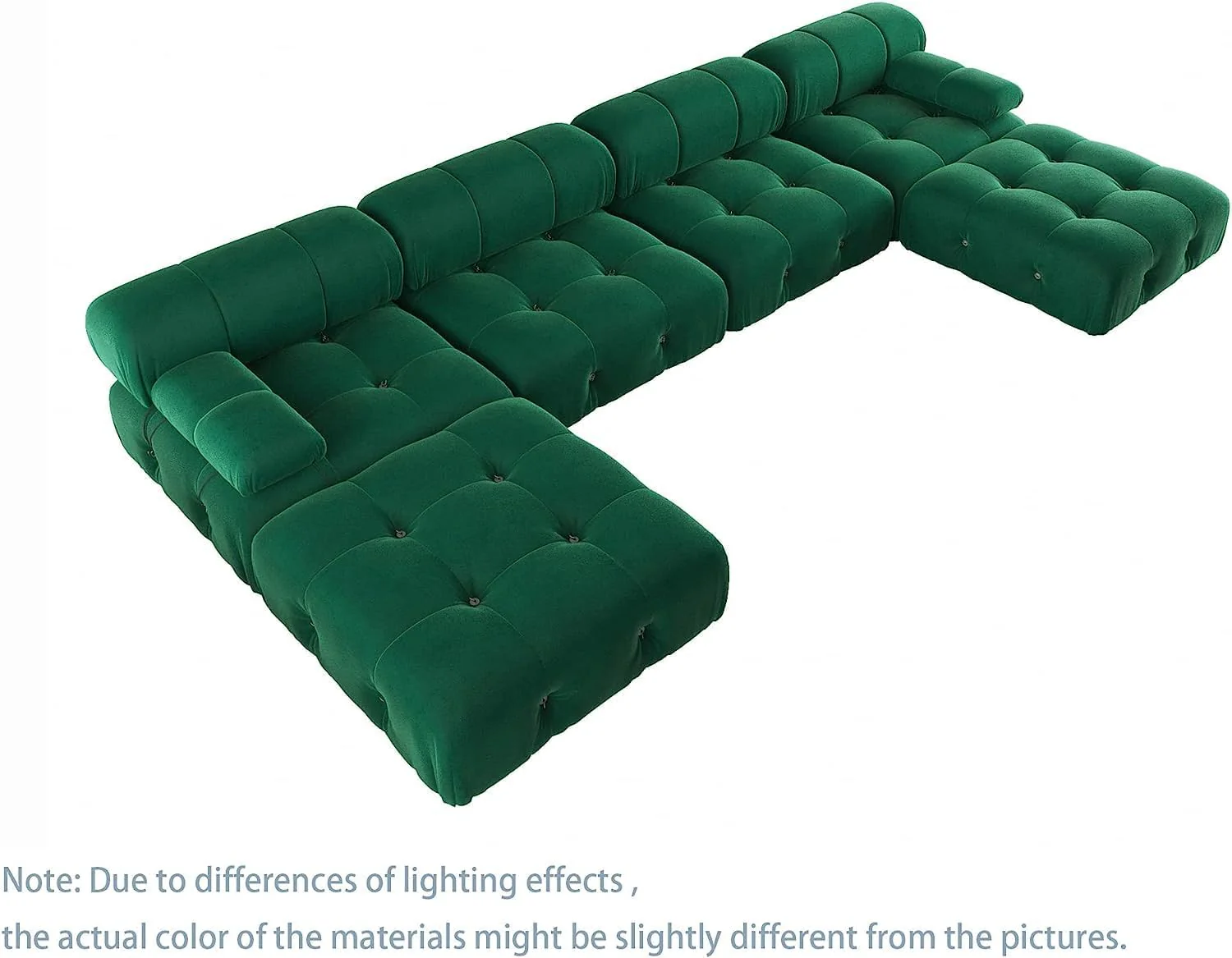 Nuvé® Takumi Velvet Modular Bouclé Cloud Sofa - Green - 4-Seater Sofa with 2 Ottoman - Image 4