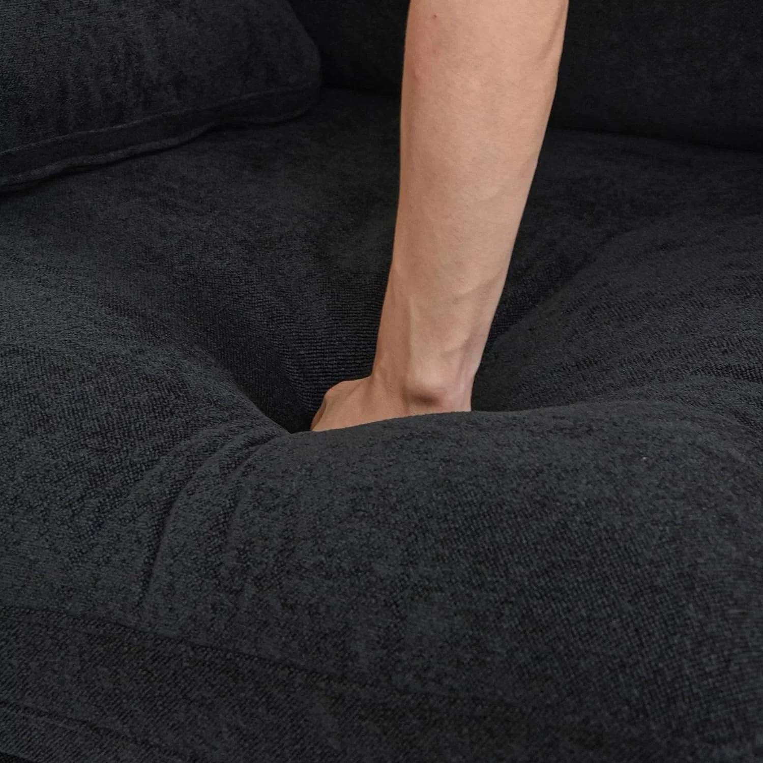 Nuvé® Solace Modular Bouclé Cloud Sofa - Obsidian Black - 2-Seater Sectional Sofa with Ottoman - Image 5