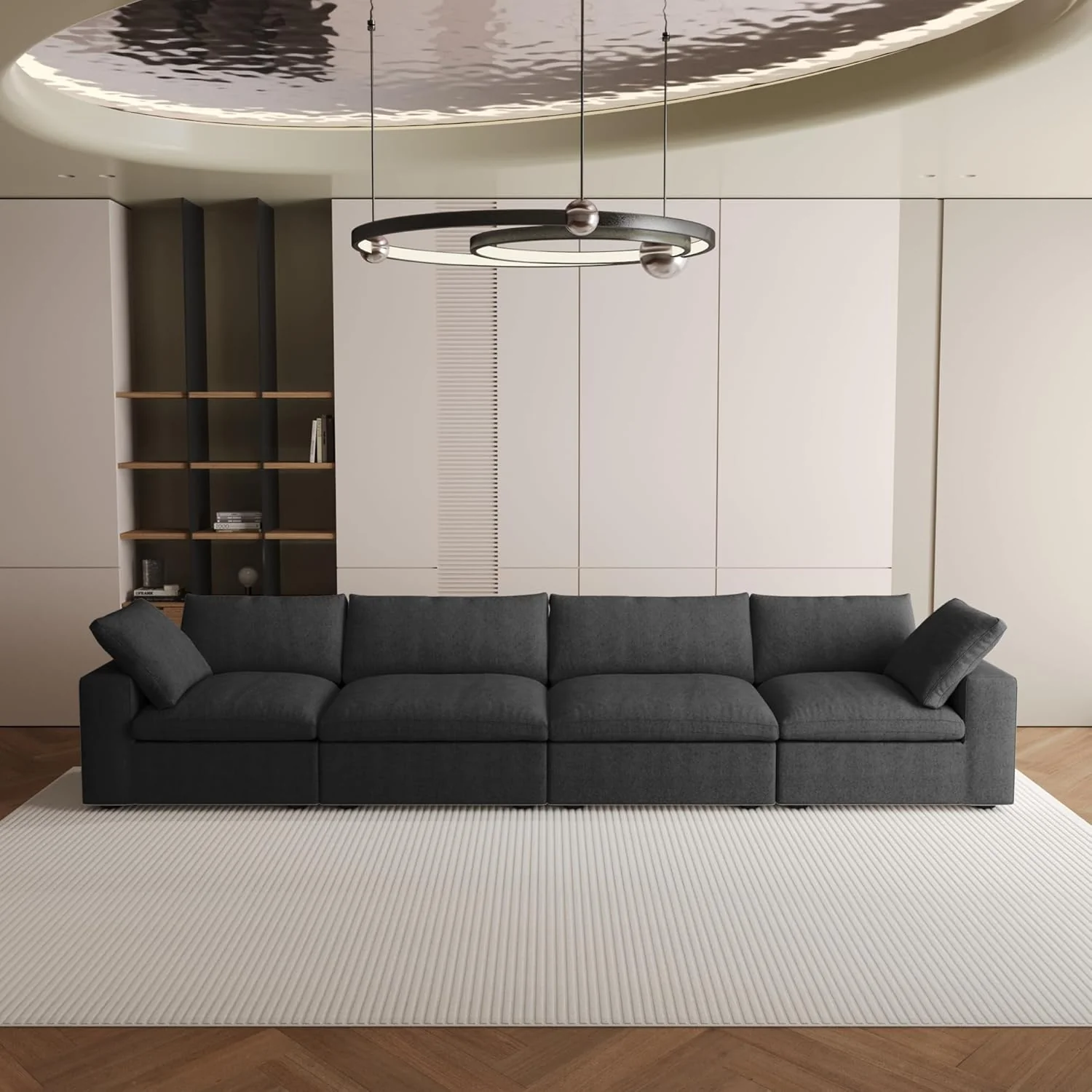 Nuvé® Solace Modular Bouclé Cloud Sofa - Obsidian Black - 4-Seater Sofa - Image 3