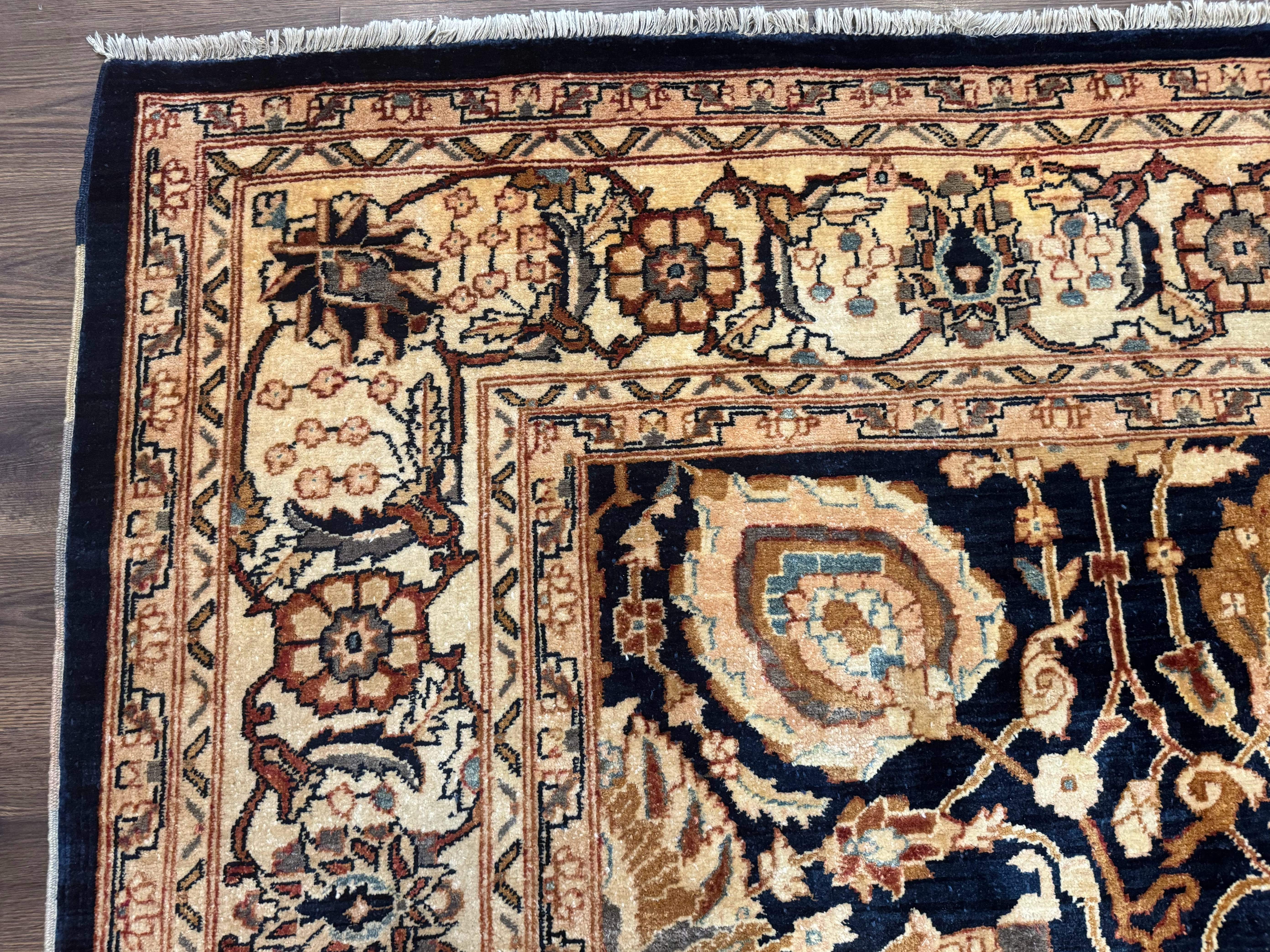 Pak Persian Bidjar Rug 10x13, Midnight Blue and Tan Pakistani Carpet - Image 5