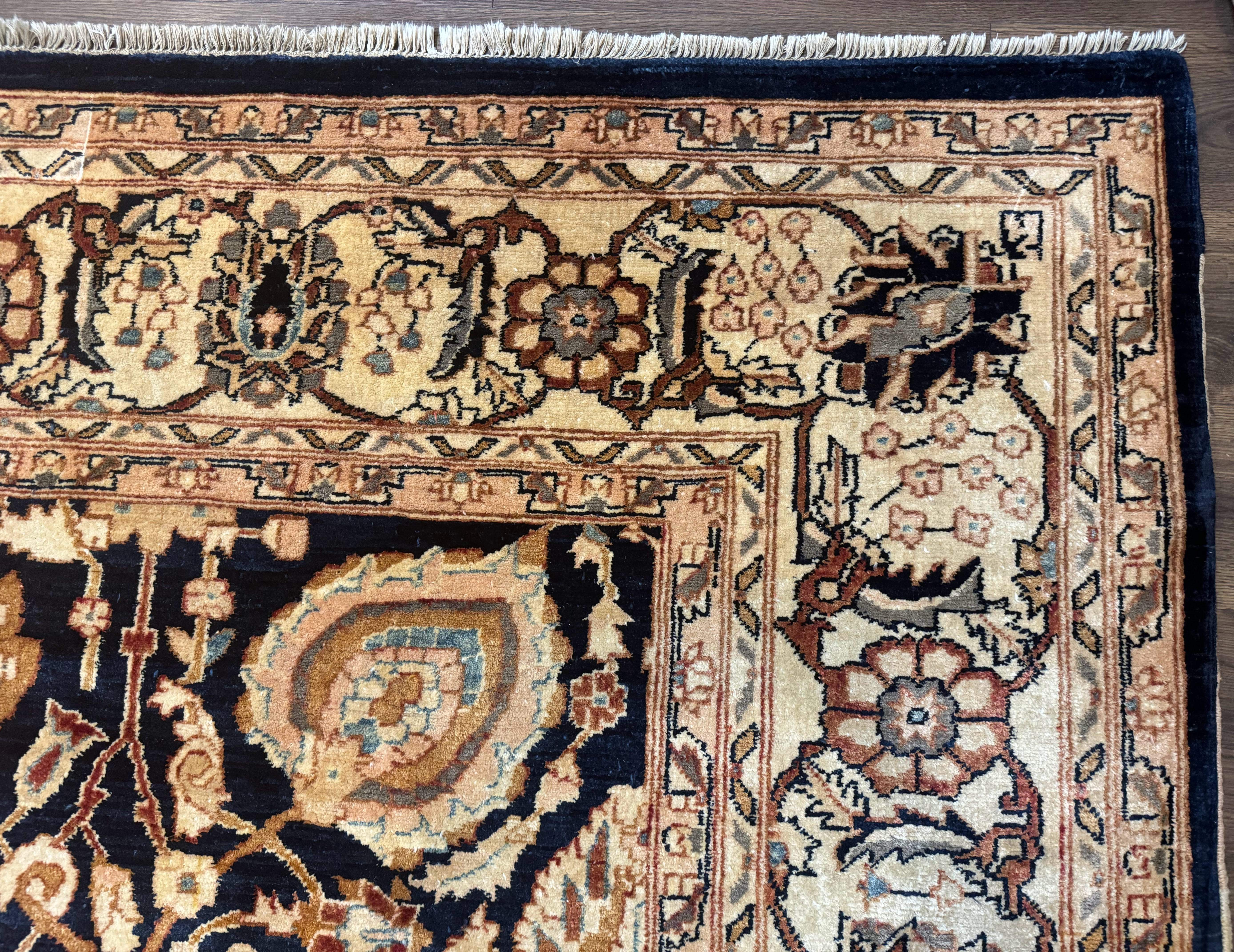 Pak Persian Bidjar Rug 10x13, Midnight Blue and Tan Pakistani Carpet - Image 6