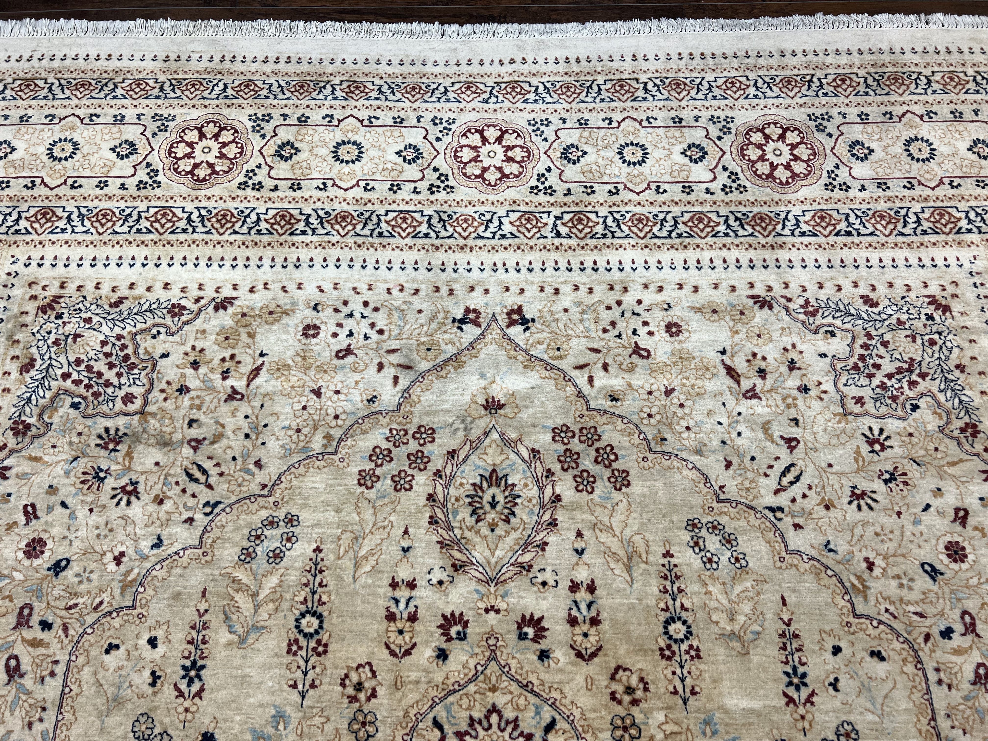 Pak Persian Rug 9x11, Very Fine Hand Knotted Oriental Carpet, Haji Jalili Design, Ivory/Cream, Wool Handmade Room Sized Rug 9 x 11 ft, Nice - Image 3
