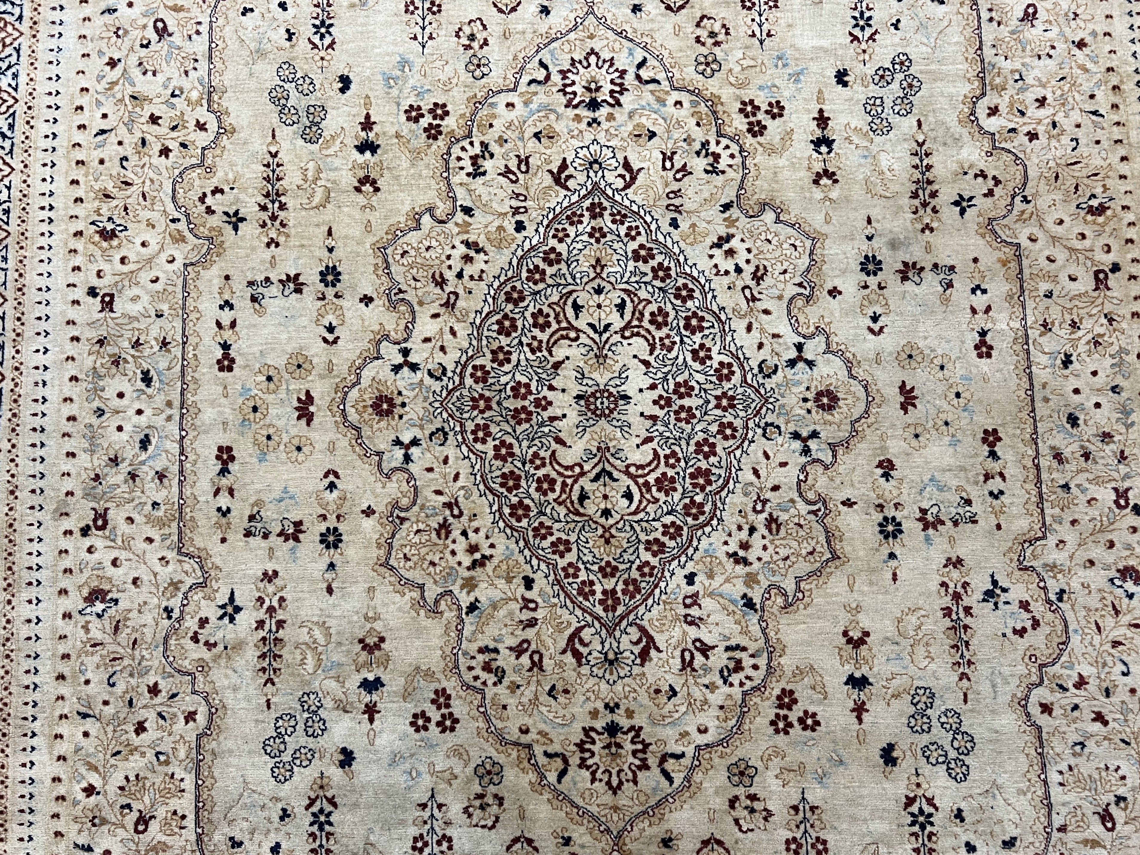 Pak Persian Rug 9x11, Very Fine Hand Knotted Oriental Carpet, Haji Jalili Design, Ivory/Cream, Wool Handmade Room Sized Rug 9 x 11 ft, Nice - Image 4