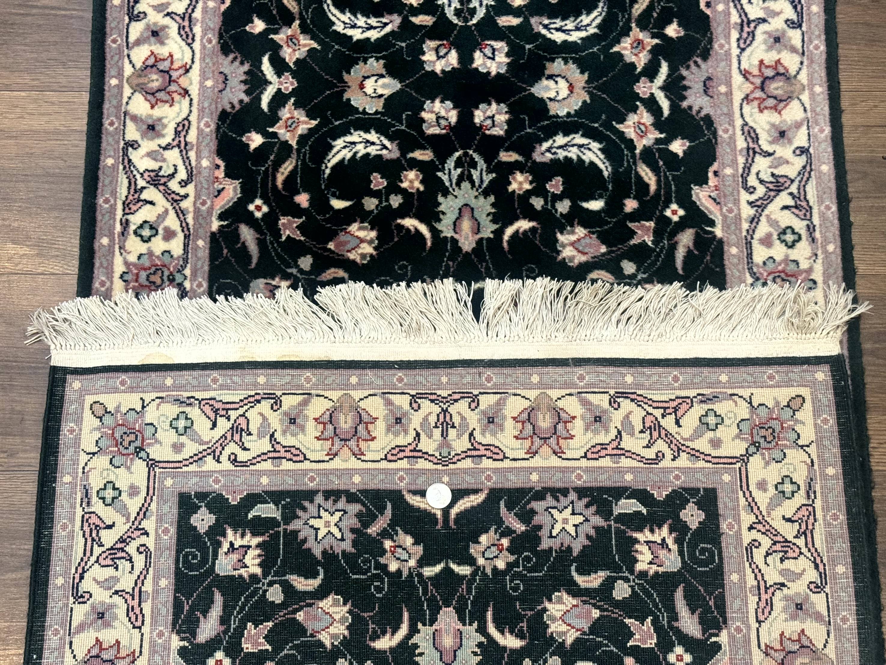 Pak Persian Runner Rug 2.6 x 10, Dark Green and Beige, Floral Allover - Image 10