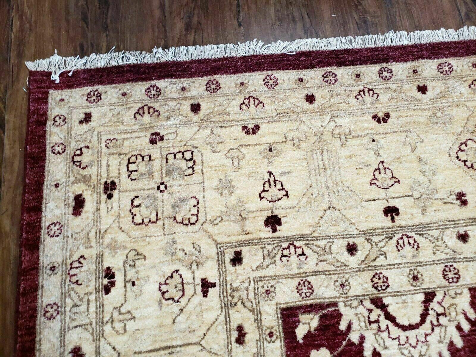Pakistani Peshawar Rug 10x14, Handmade Chobi Carpet, Maroon & Beige - Image 6
