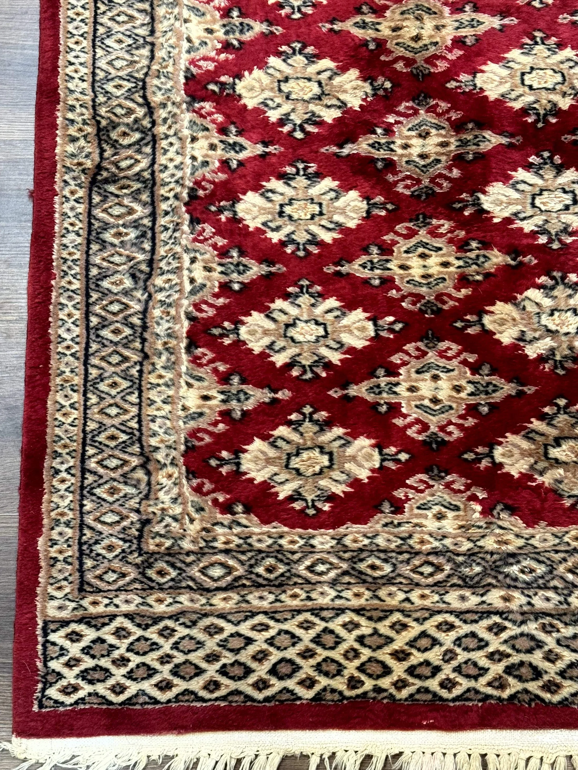 Pakistani Runner Rug 2.8 x 7.6, Red Turkoman Bokhara Runner - Image 7