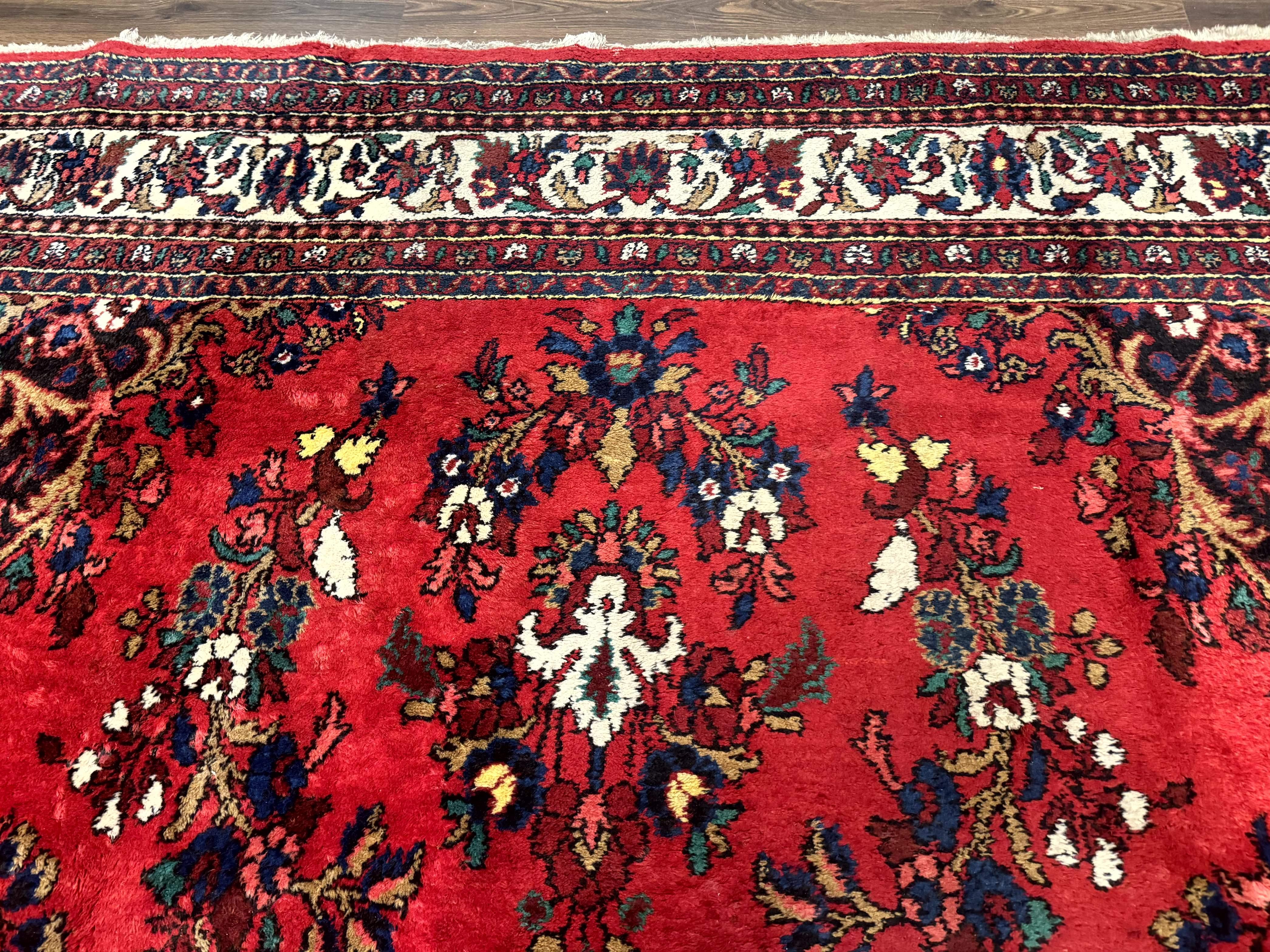 Palace Size Persian Rug 11x18, Red, Bibikabad Rug, Handmade Large Wool Carpet, Persian Hamadan Rug, Dargazin Rug - Image 3