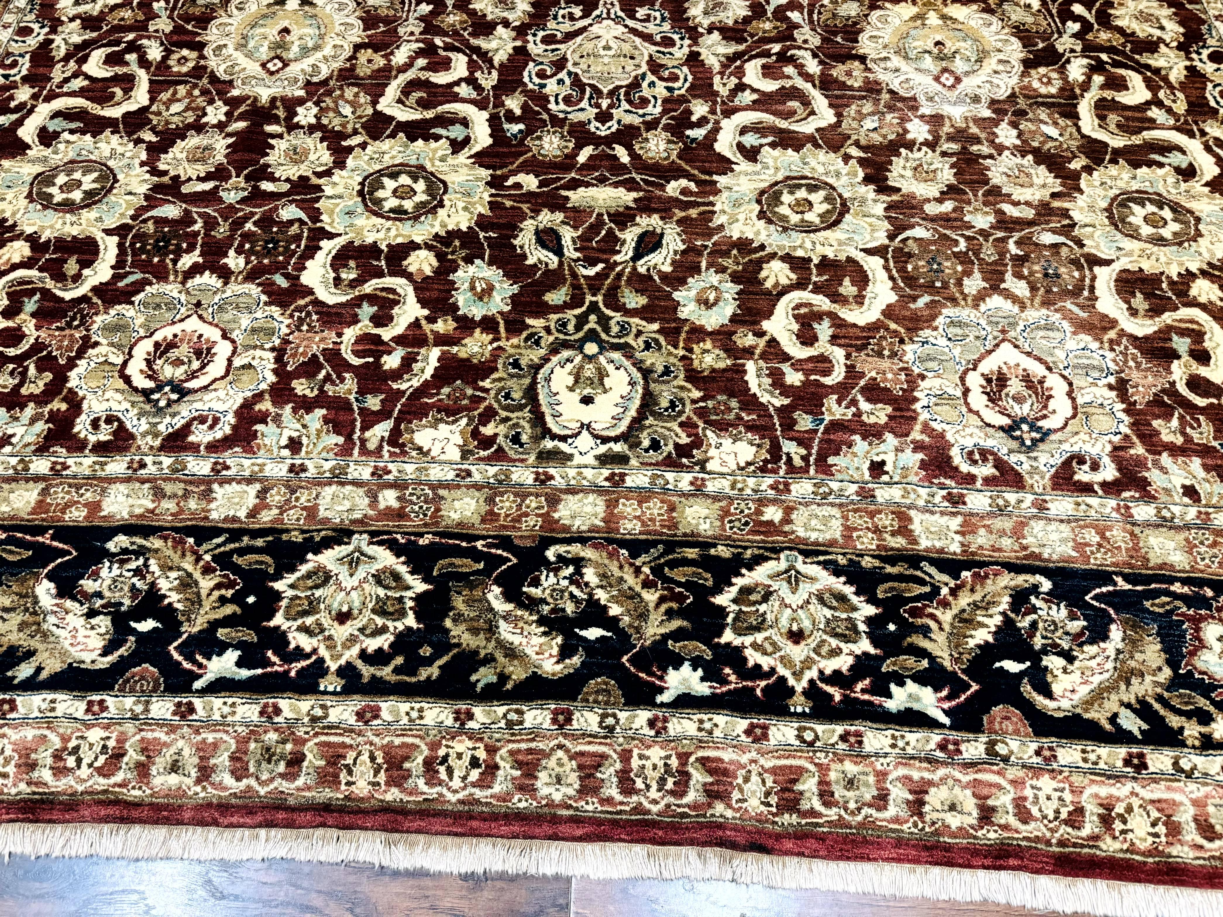 Palace Sized Indian Agra Rug 12x17, Wool Handmade Floral Allover Carpet - Image 5