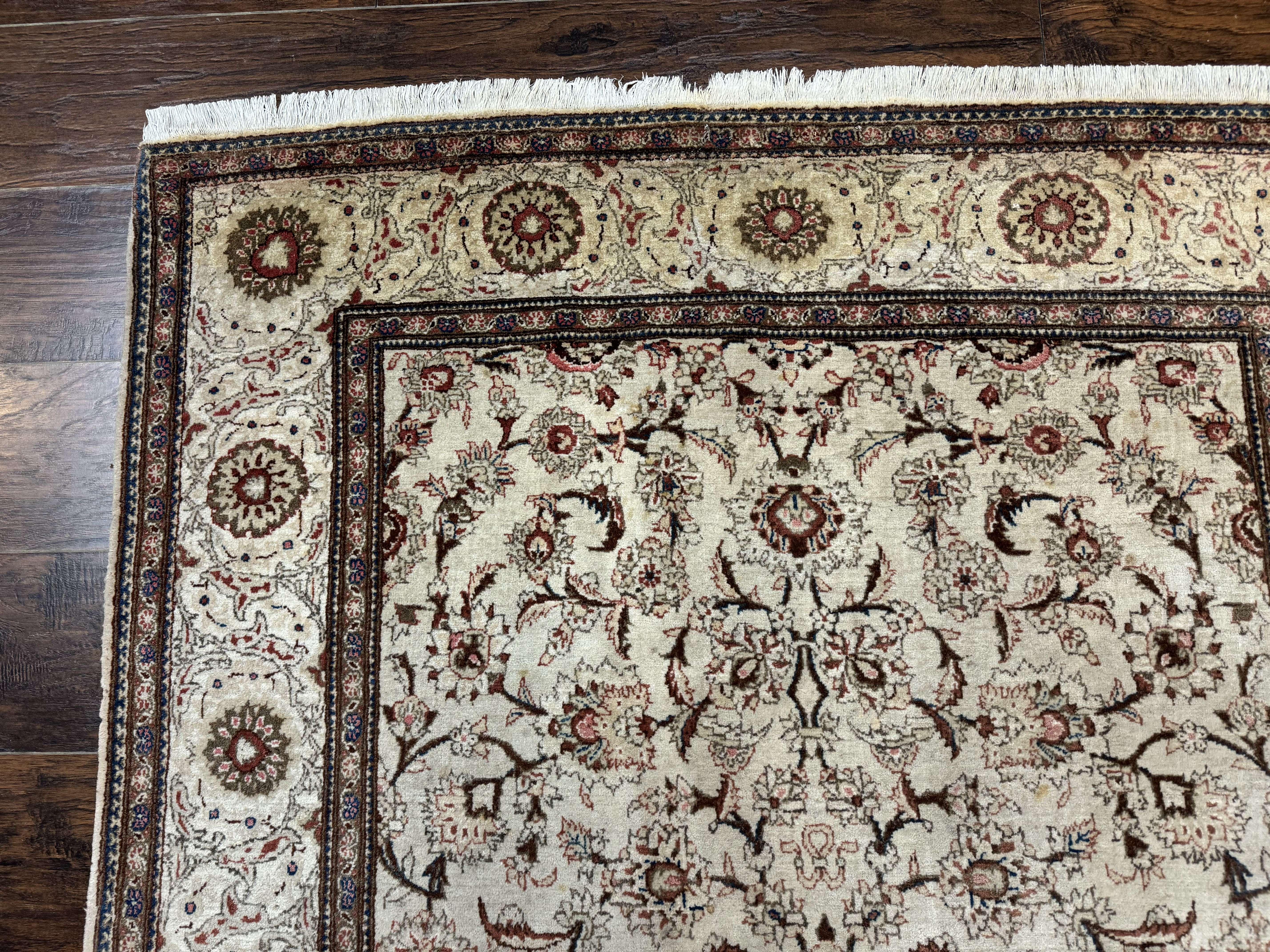 Persian Kashan Rug 5x7, Beige, Fine 250 KPSI - Image 6