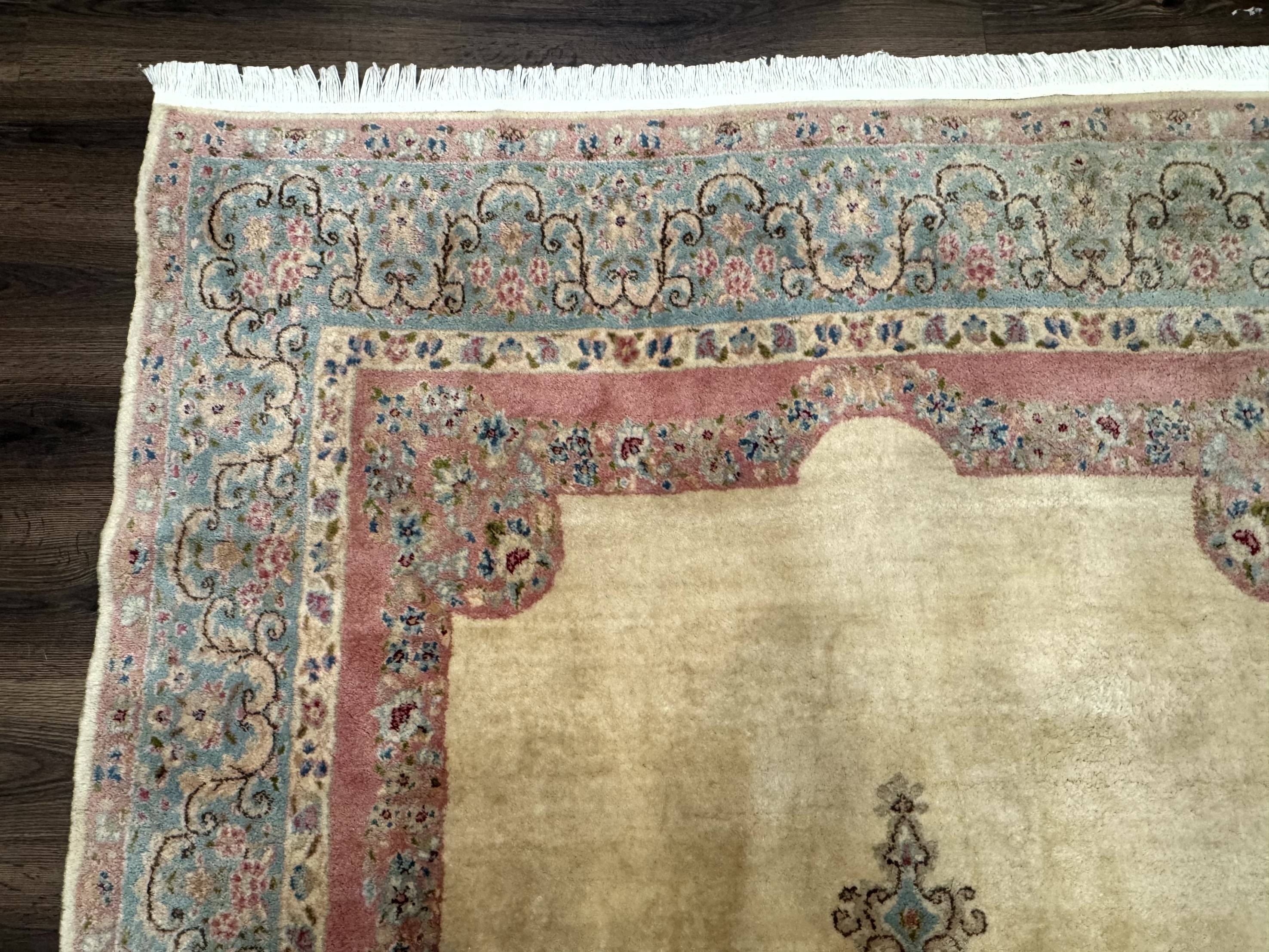 Persian Kerman Rug 6x9, Pastel Colors, Semi Open Field - Image 7