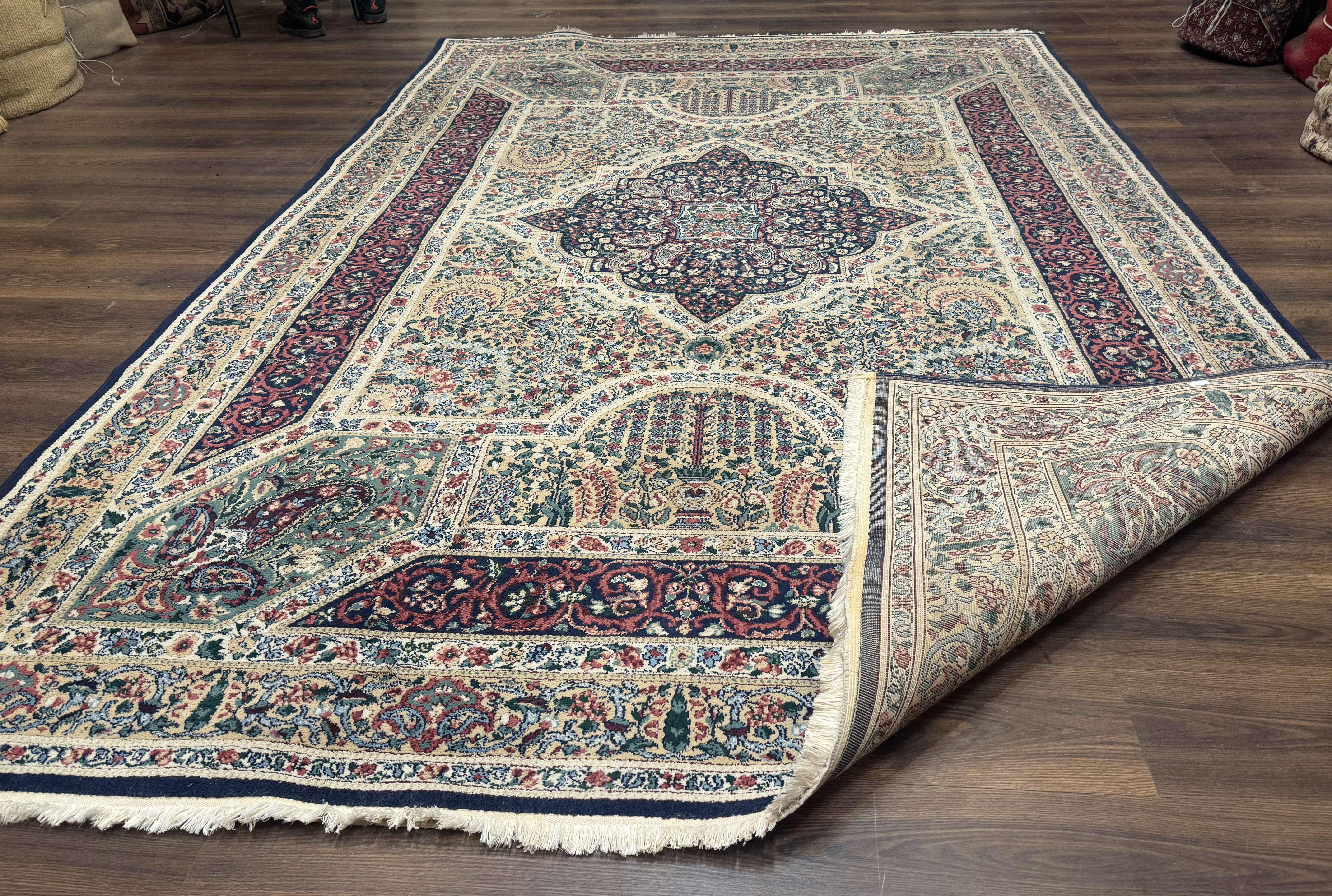 Persian Rug 8x11, Belgium Power Loomed Rug, Kirman Lavar Floral Design, Vintage Rug - Image 11