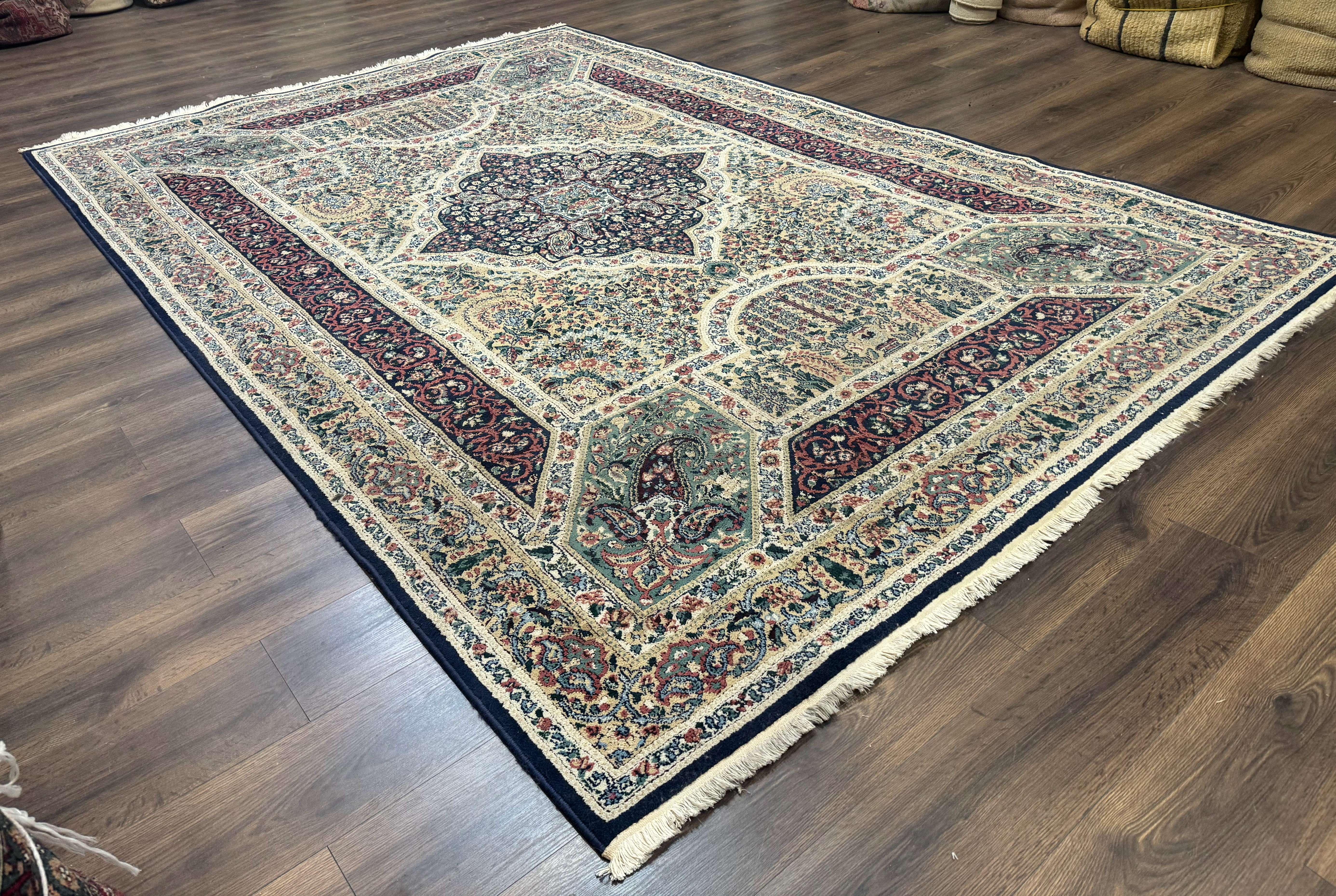 Persian Rug 8x11, Belgium Power Loomed Rug, Kirman Lavar Floral Design, Vintage Rug - Image 12