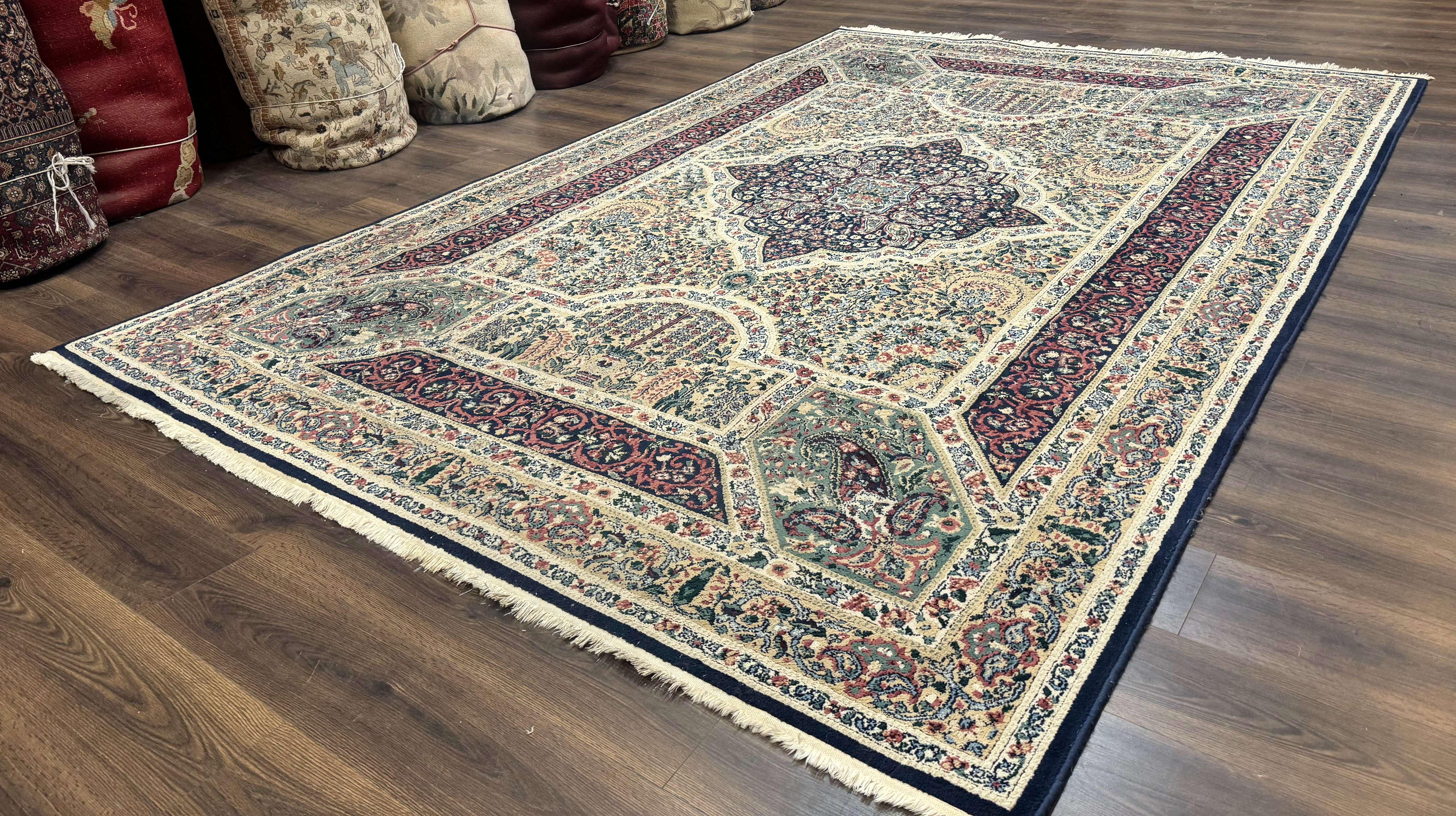 Persian Rug 8x11, Belgium Power Loomed Rug, Kirman Lavar Floral Design, Vintage Rug - Image 2