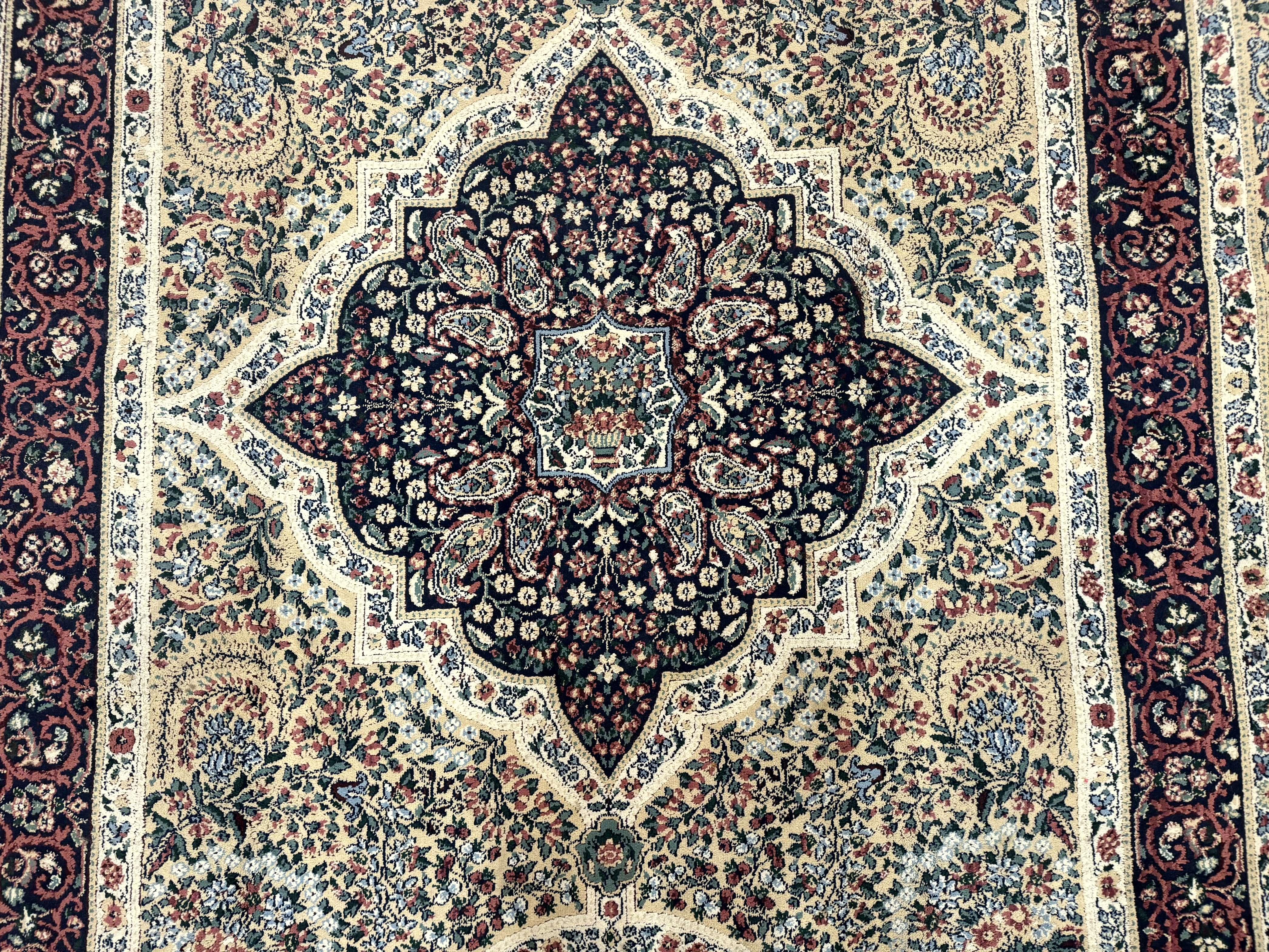 Persian Rug 8x11, Belgium Power Loomed Rug, Kirman Lavar Floral Design, Vintage Rug - Image 4