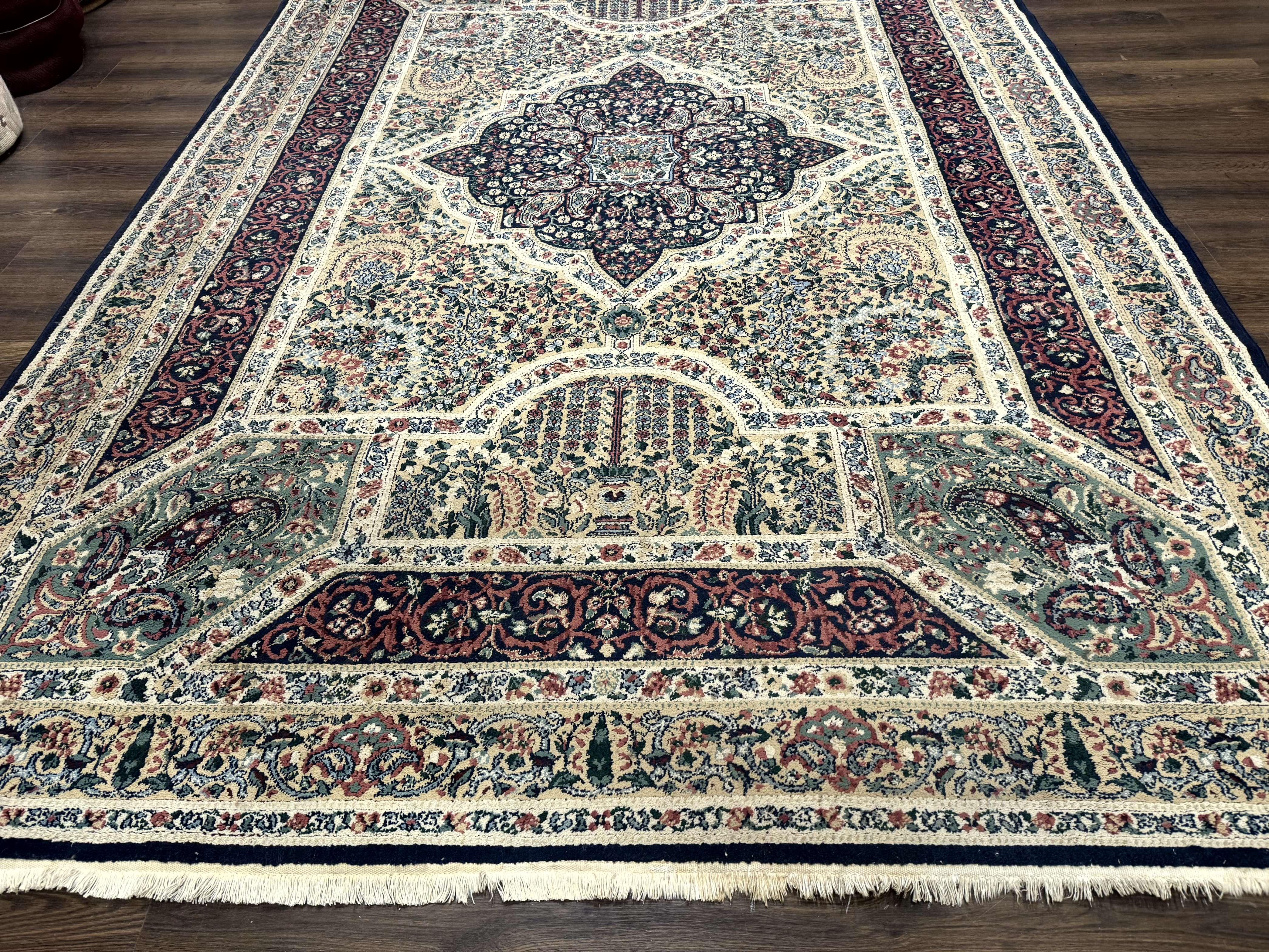 Persian Rug 8x11, Belgium Power Loomed Rug, Kirman Lavar Floral Design, Vintage Rug - Image 5