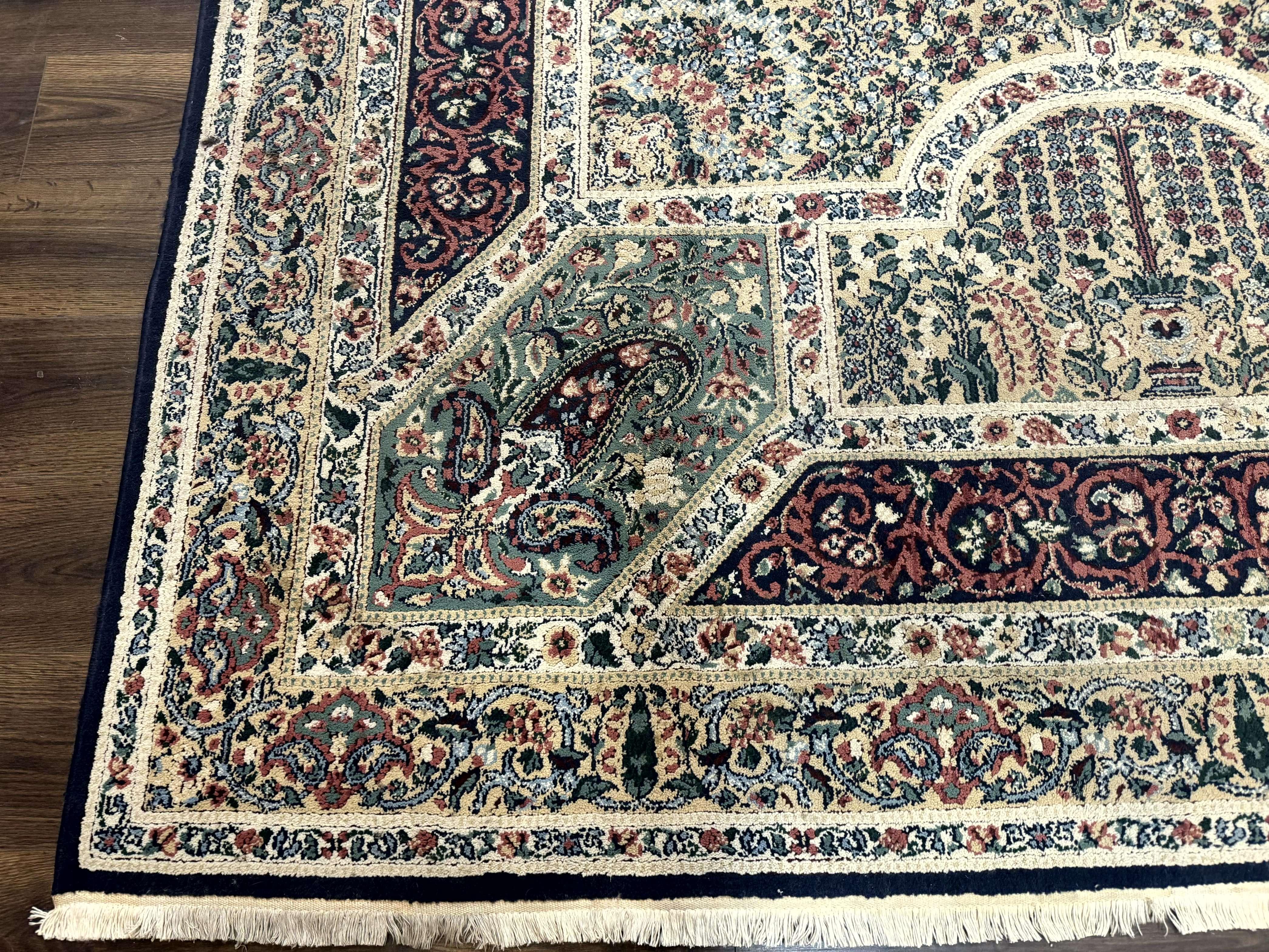 Persian Rug 8x11, Belgium Power Loomed Rug, Kirman Lavar Floral Design, Vintage Rug - Image 8