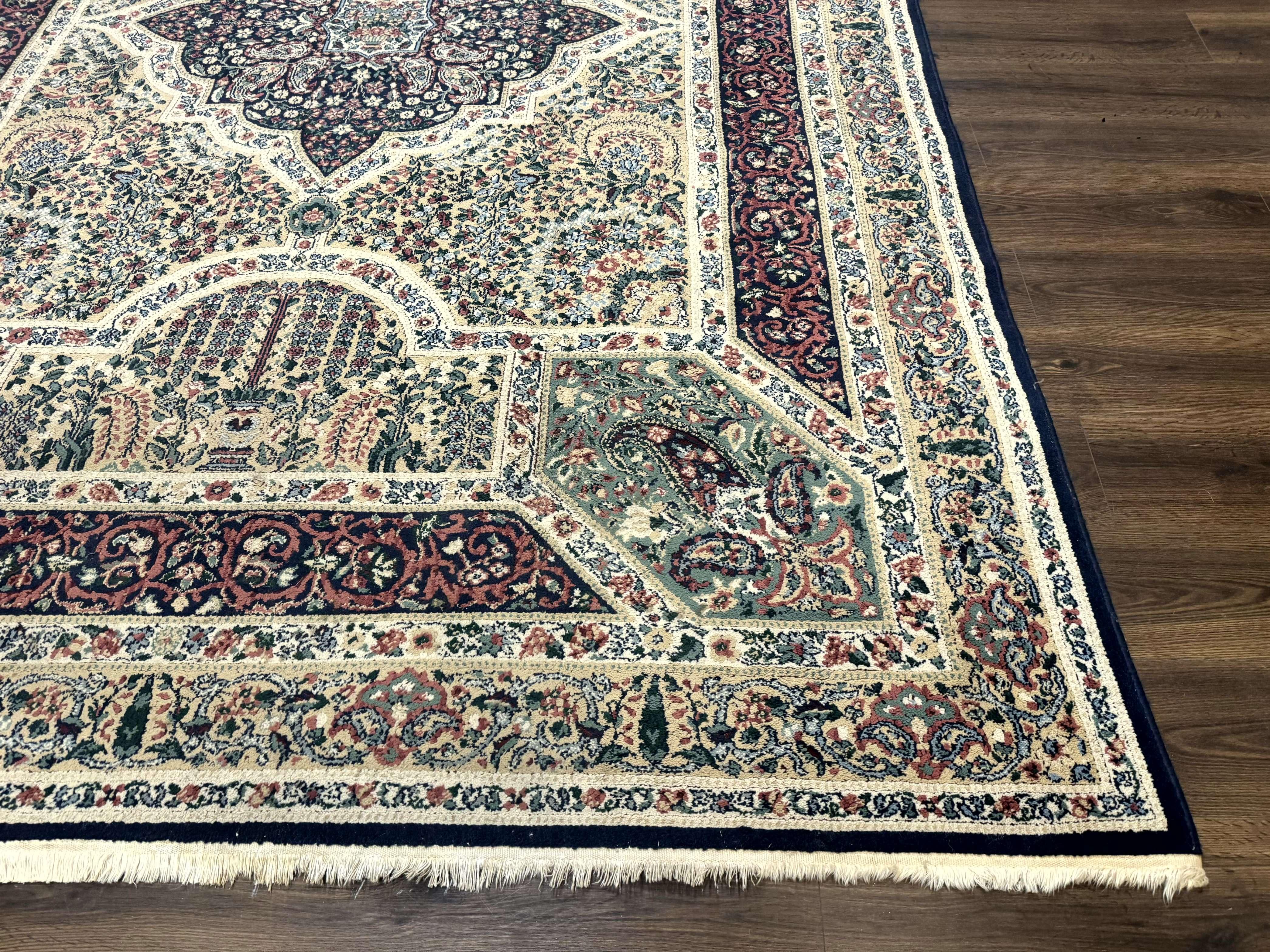Persian Rug 8x11, Belgium Power Loomed Rug, Kirman Lavar Floral Design, Vintage Rug - Image 9