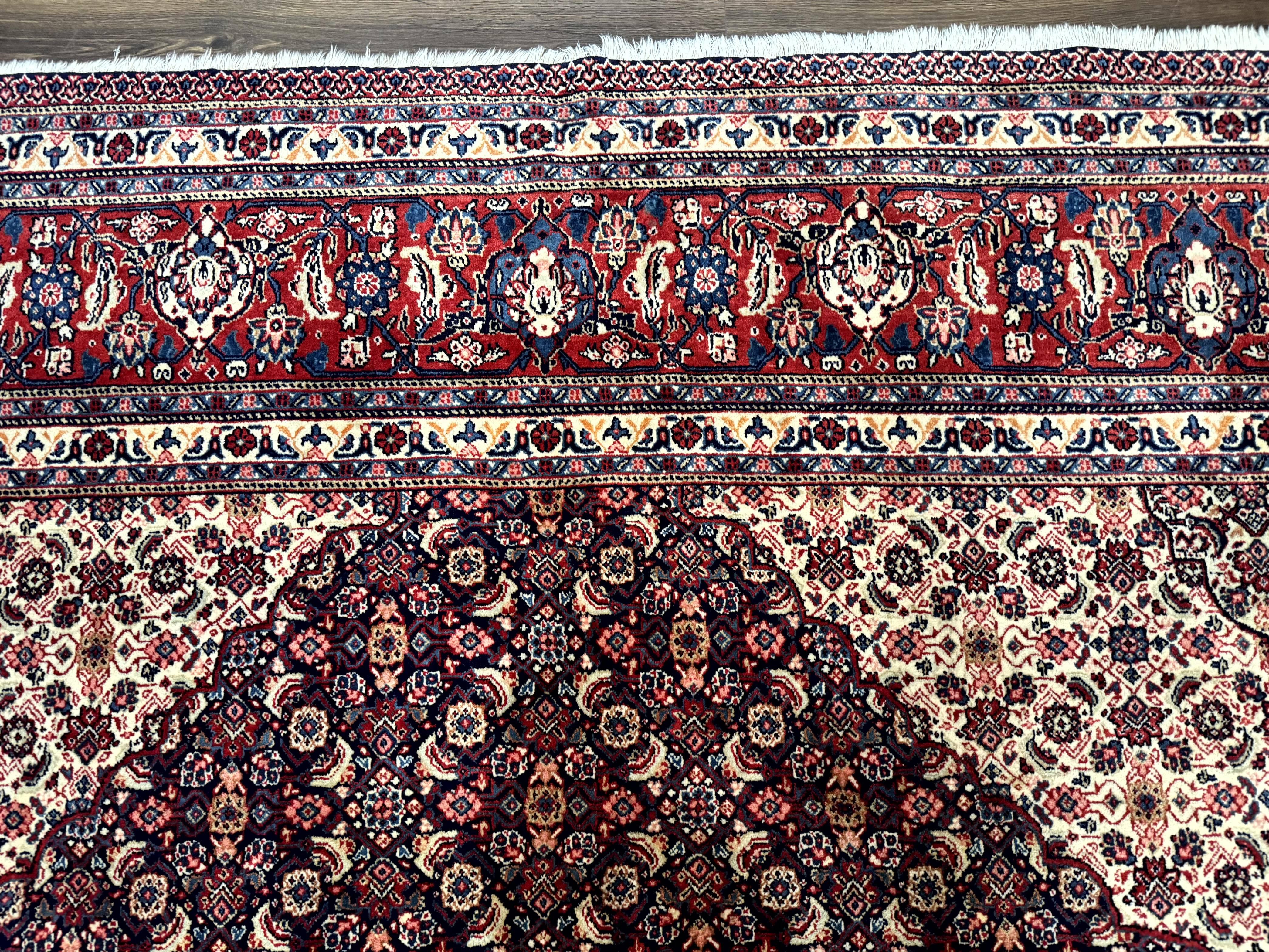 Persian Tabriz Rug 11x14 Navy Blue Herati Wool Carpet - Image 3