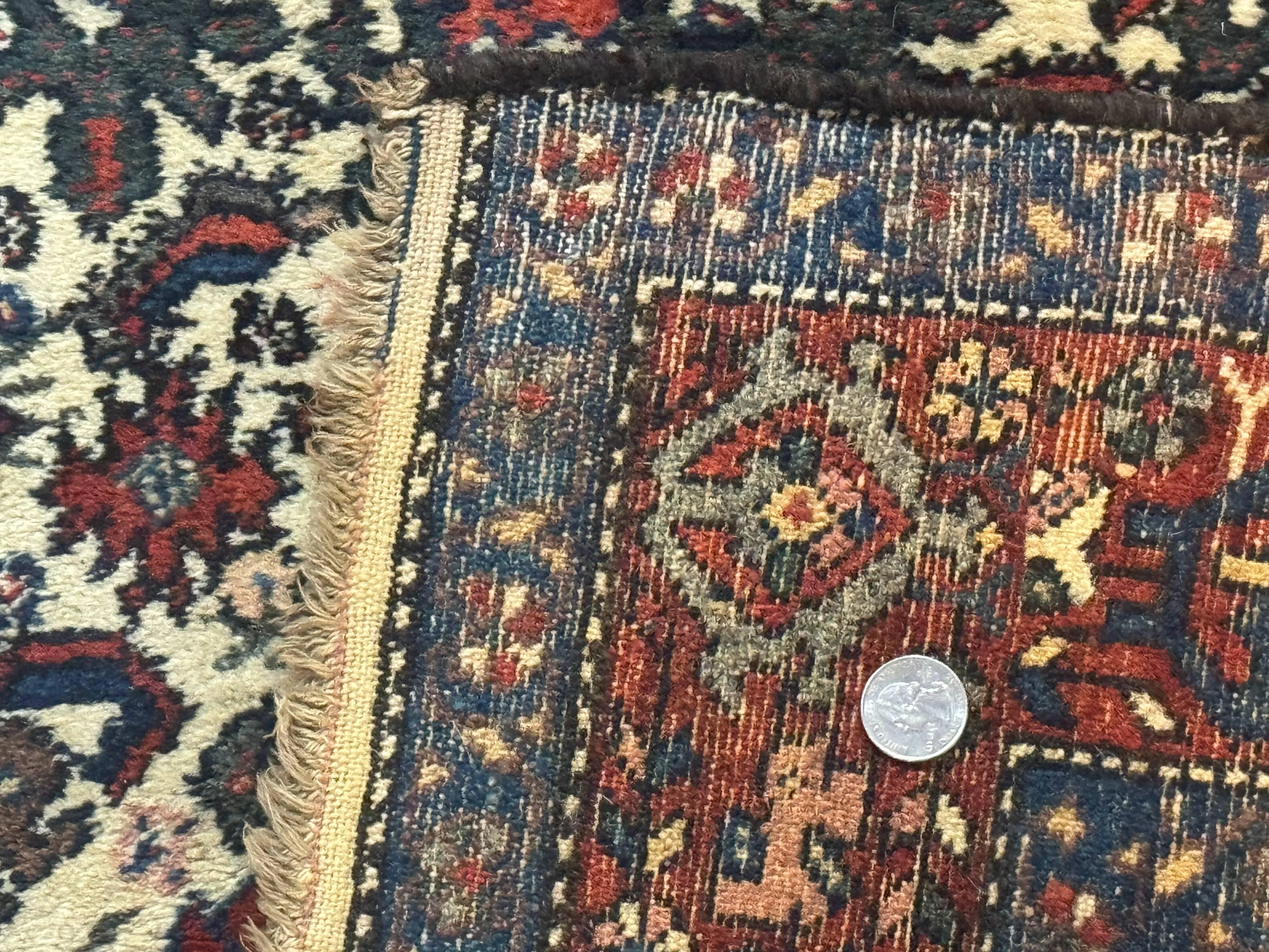 Persian Tribal Rug 3x5, Antique Persian Carpet, Floral Roses, Handmade, Persian Zanjan Rug - Image 9