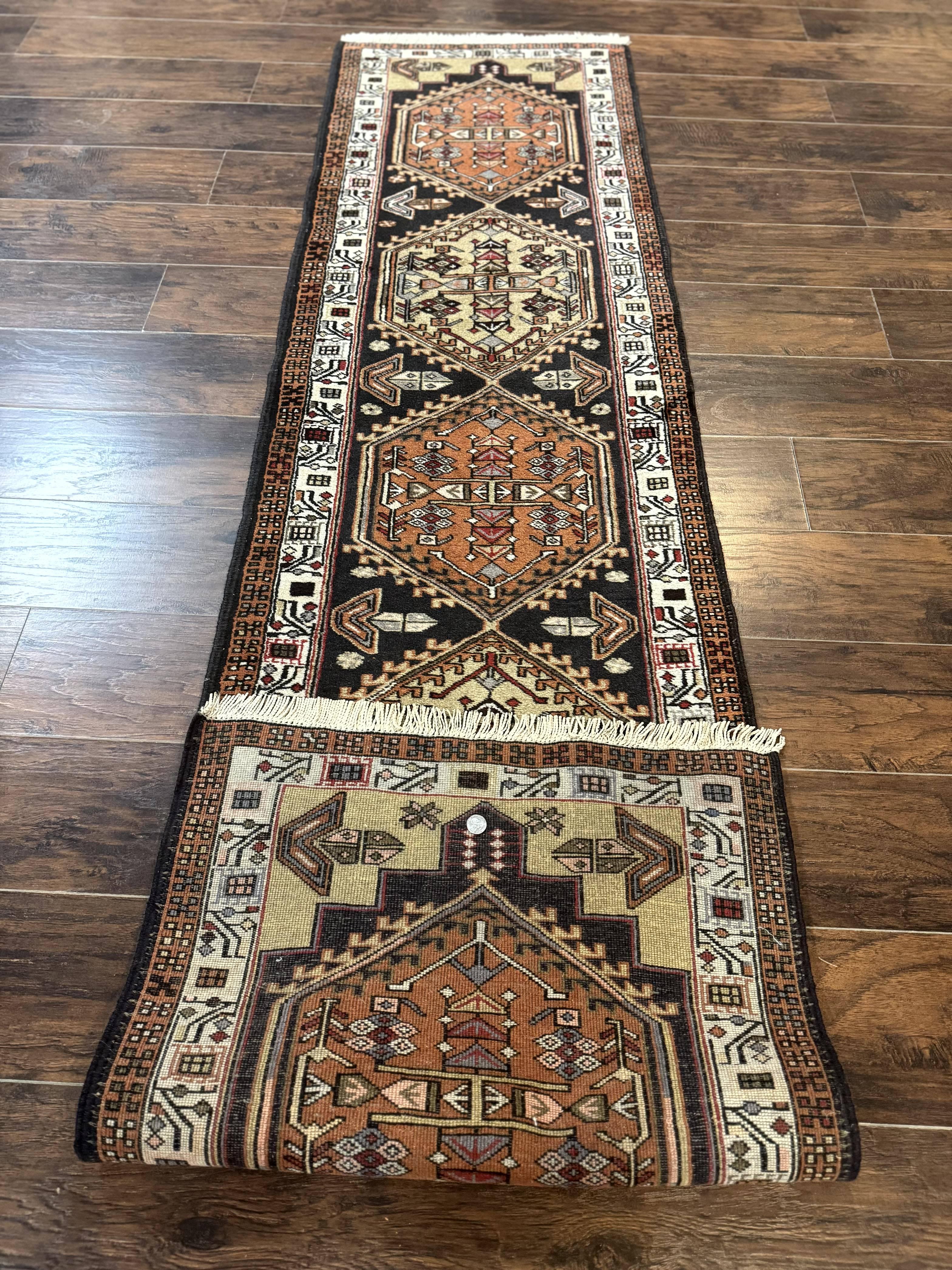 Persian Tribal Runner Rug 2.4 x 9.4, Geometric Medallions, Sarab Runner - Image 11