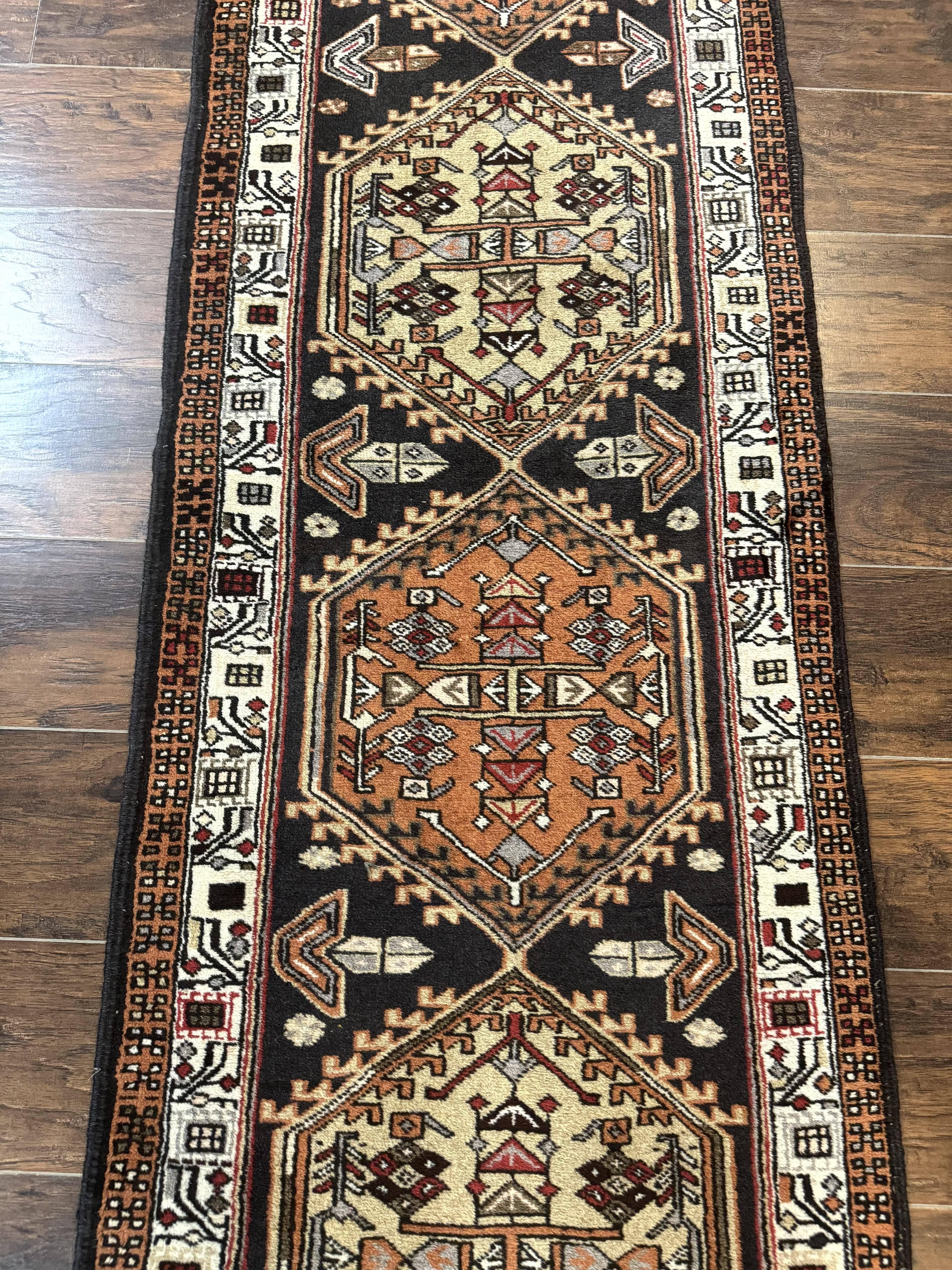 Persian Tribal Runner Rug 2.4 x 9.4, Geometric Medallions, Sarab Runner - Image 12
