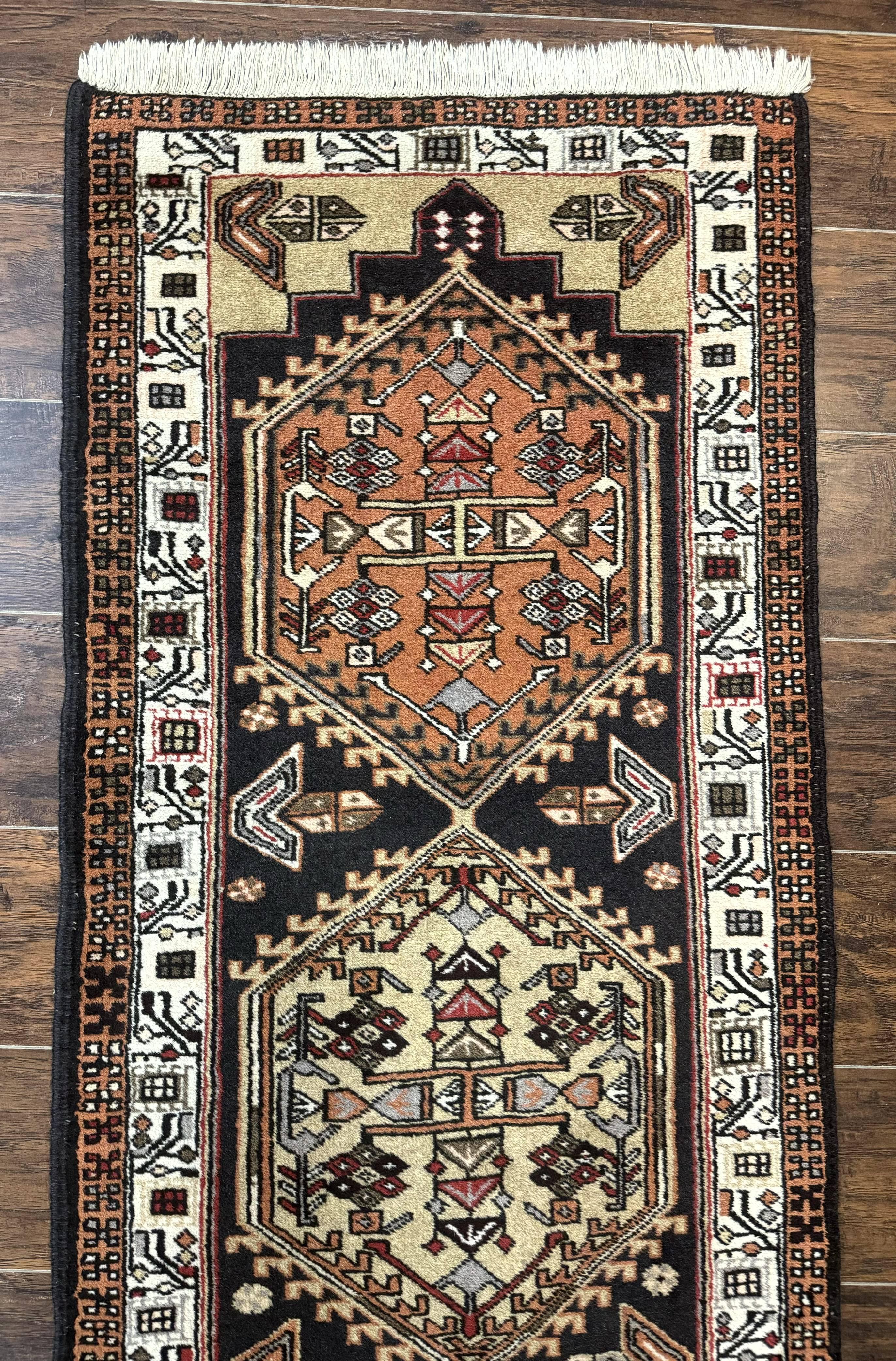 Persian Tribal Runner Rug 2.4 x 9.4, Geometric Medallions, Sarab Runner - Image 3