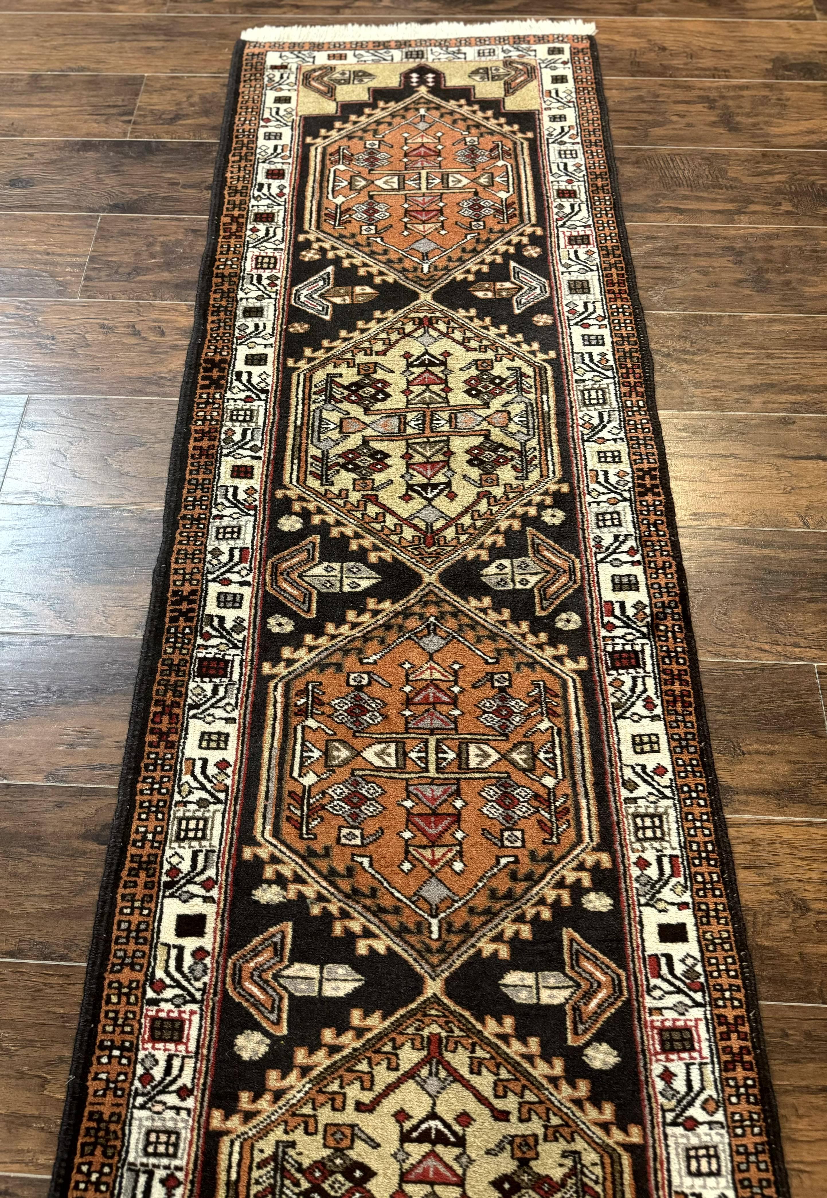 Persian Tribal Runner Rug 2.4 x 9.4, Geometric Medallions, Sarab Runner - Image 6