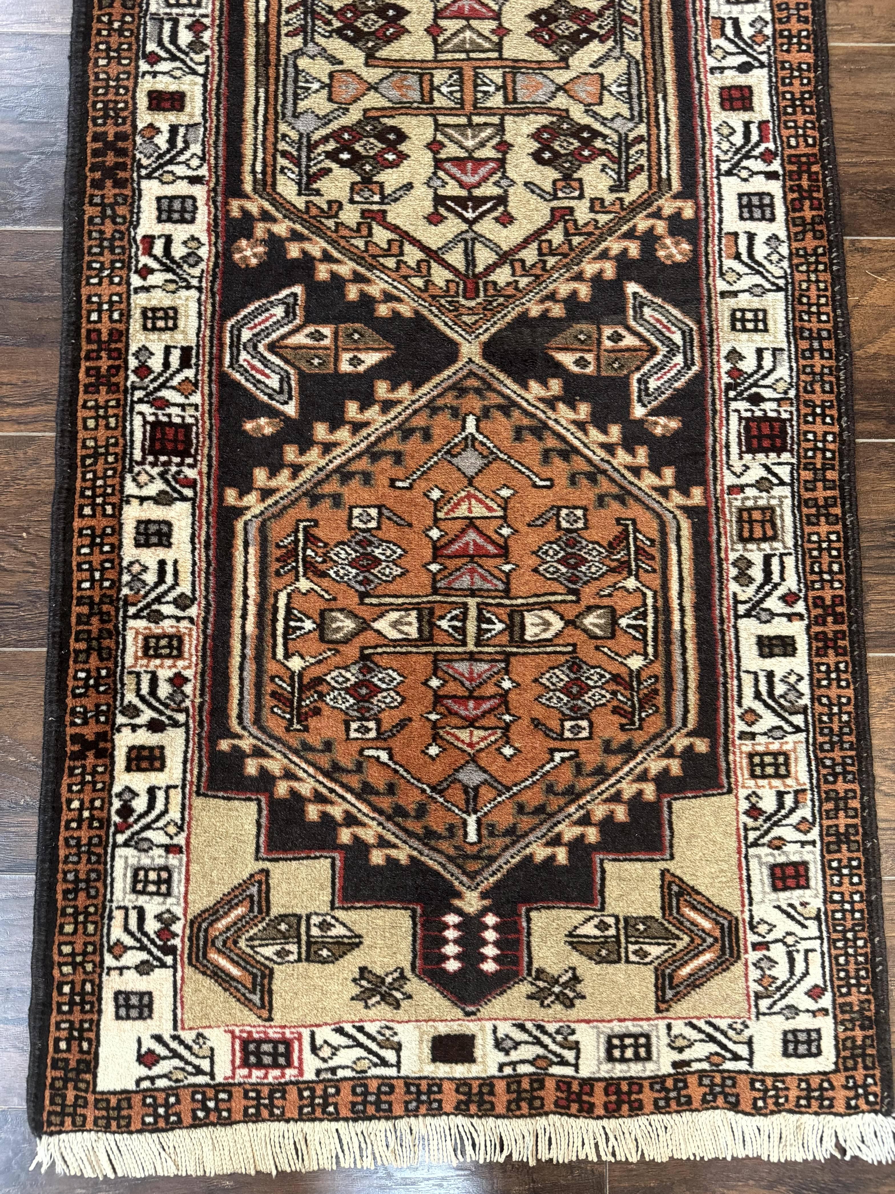 Persian Tribal Runner Rug 2.4 x 9.4, Geometric Medallions, Sarab Runner - Image 8