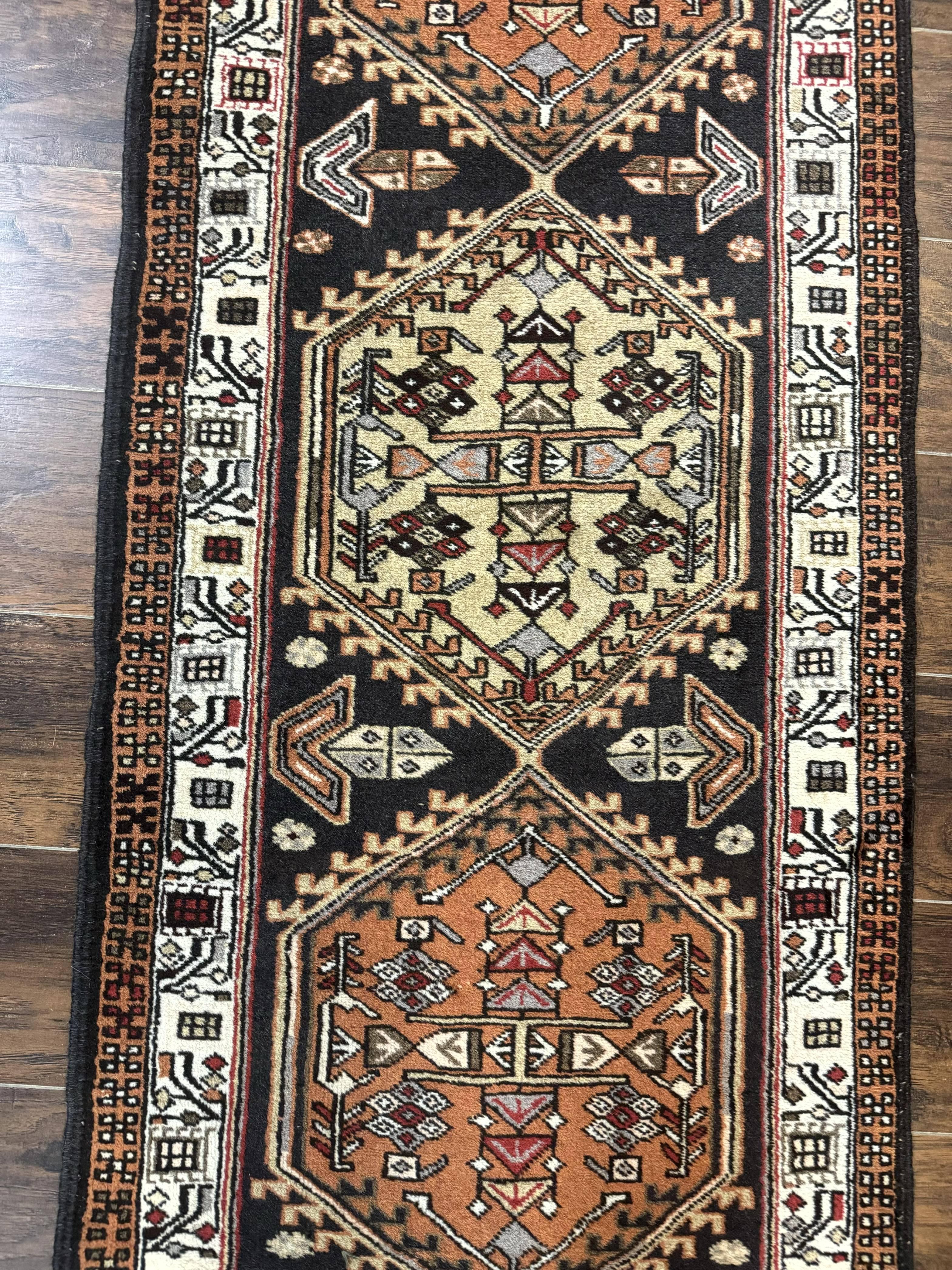 Persian Tribal Runner Rug 2.4 x 9.4, Geometric Medallions, Sarab Runner - Image 9