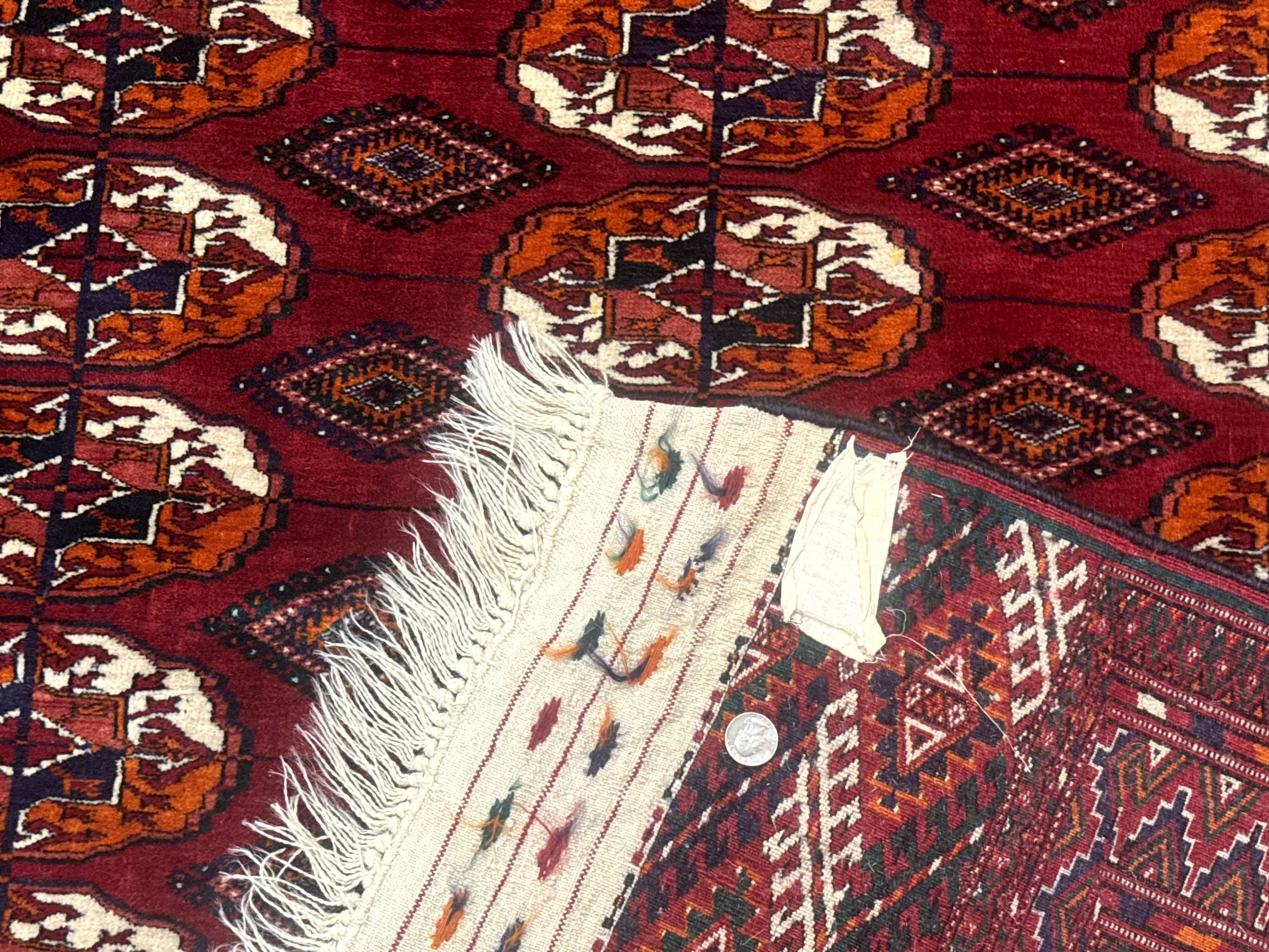 Persian Turkoman Rug 7x9, Red Tribal Carpet - Image 10