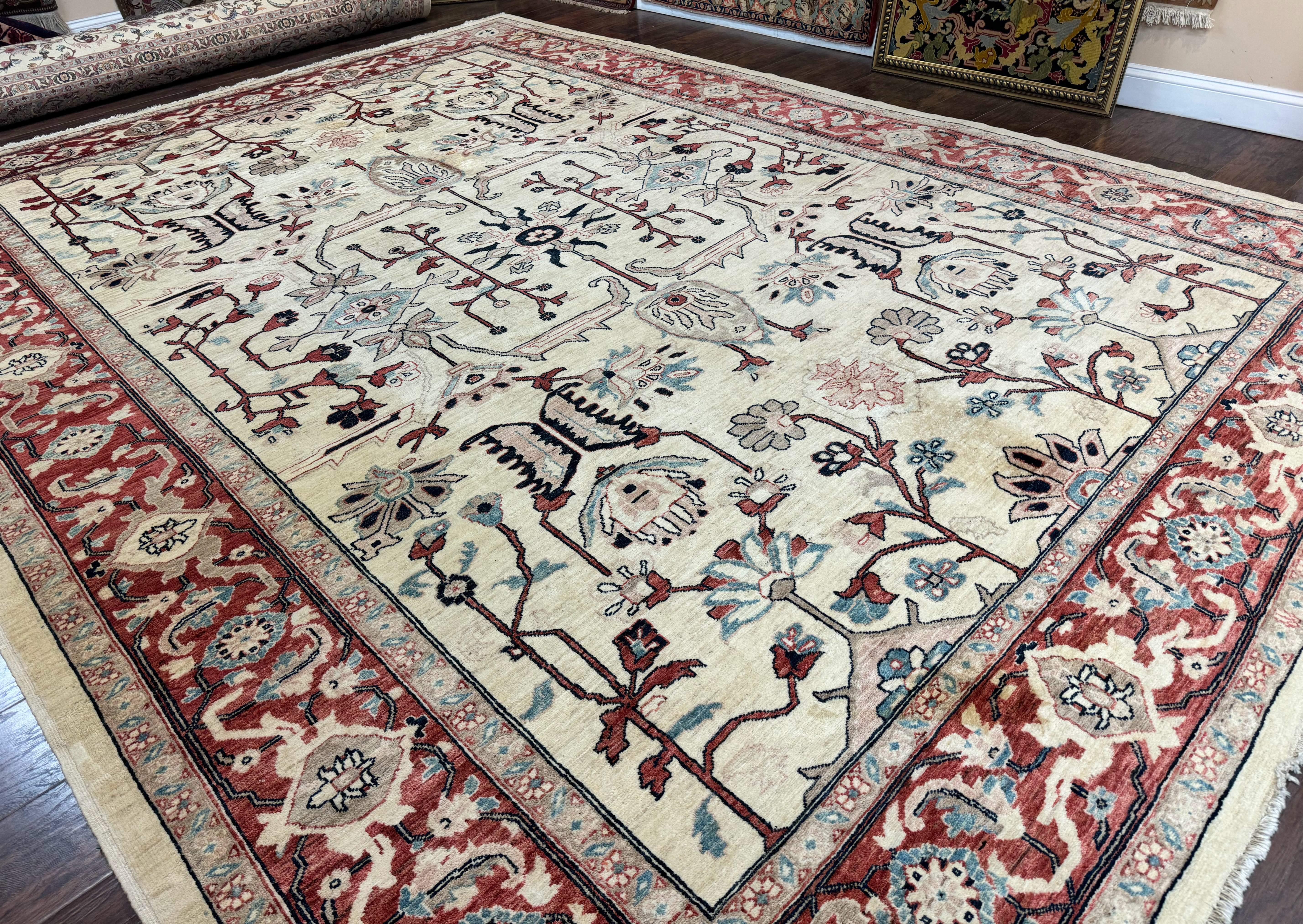Peshawar Rug 10x14, Beige and Rust Red, Large Pak Persian Rug, Pakistani Rug - Image 12