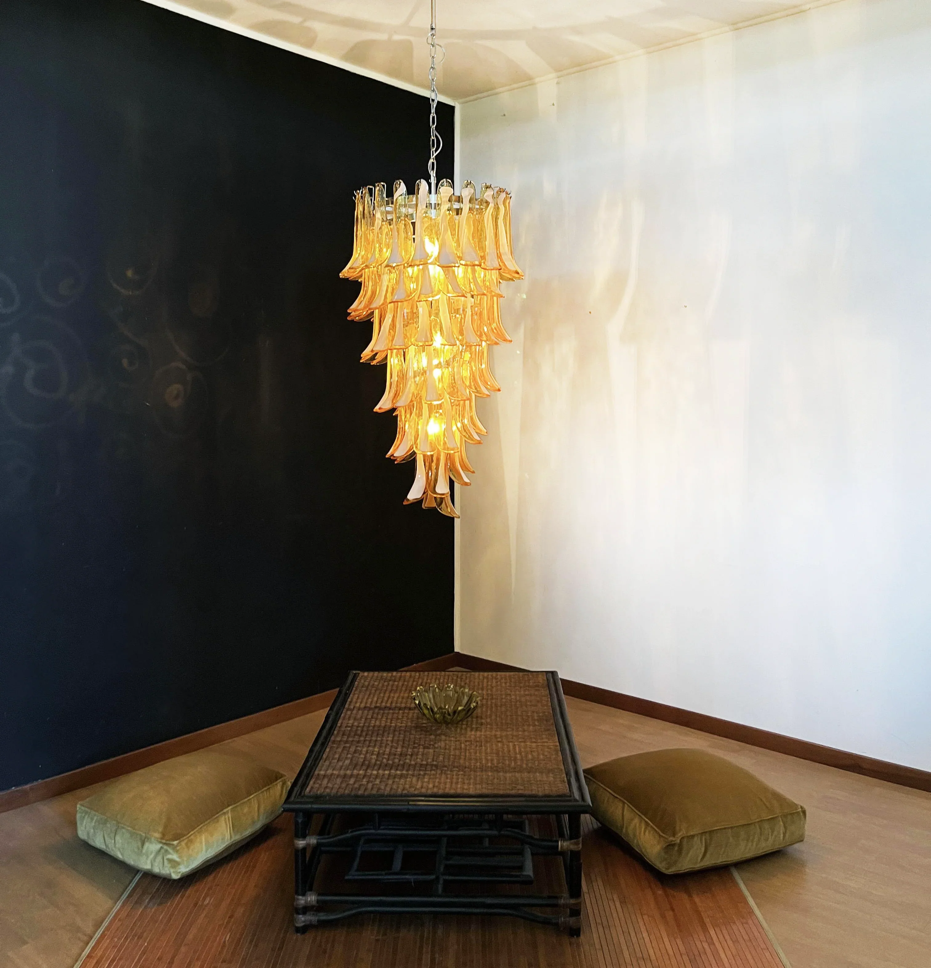 Petals Spiral Murano Amber Chandelier - Image 2
