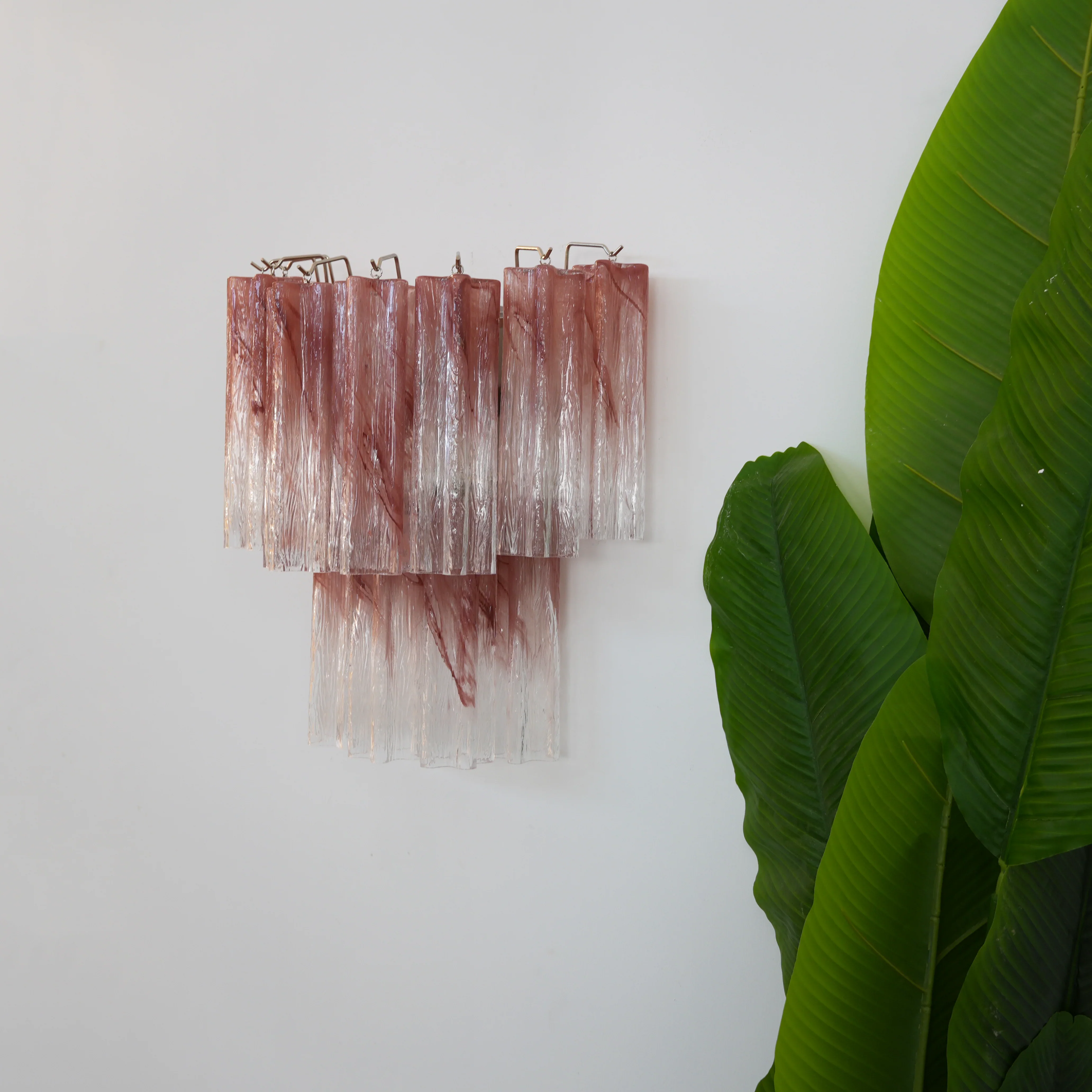Pink Murano Glass Tube Wall Sconces - Image 3
