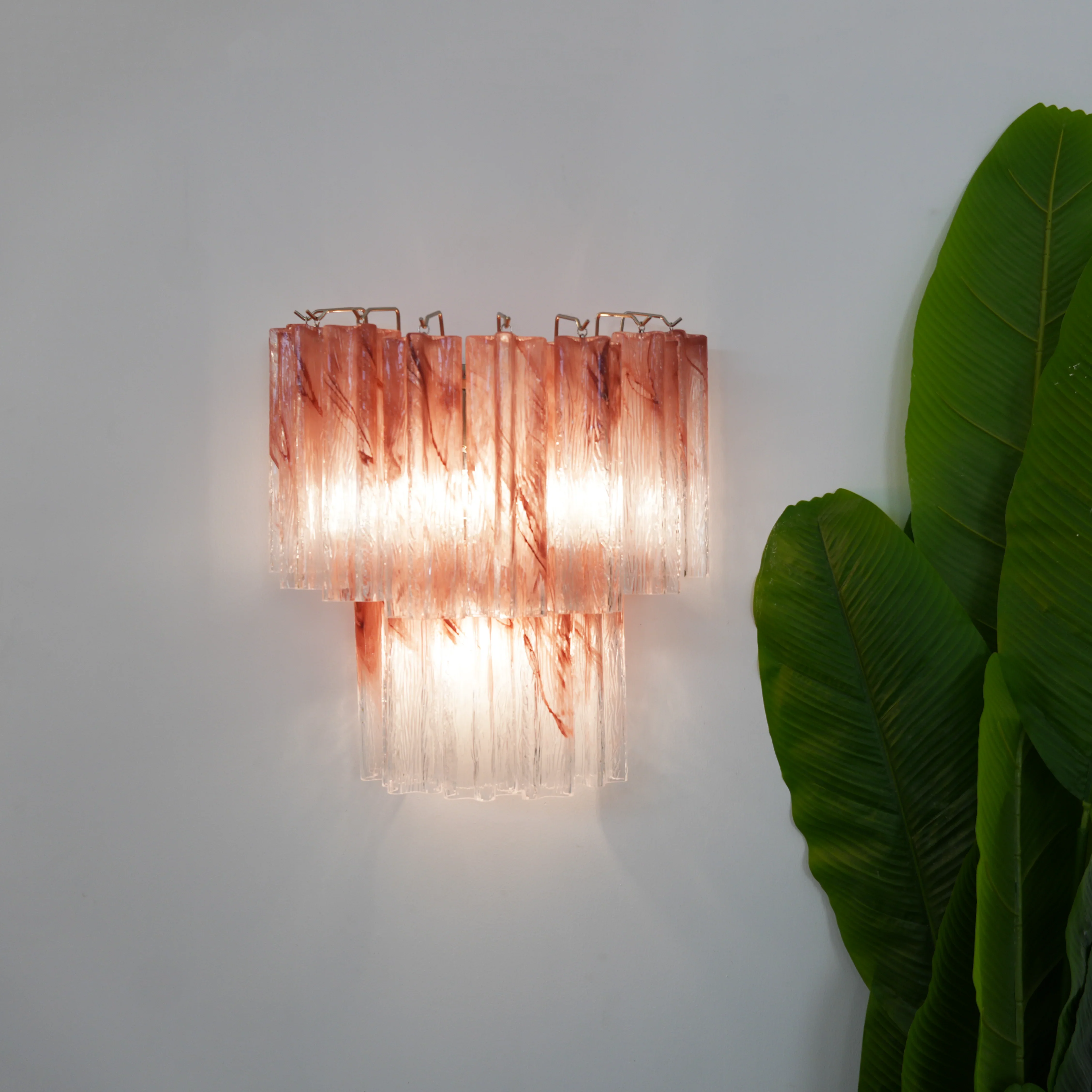 Pink Murano Glass Tube Wall Sconces - Image 5