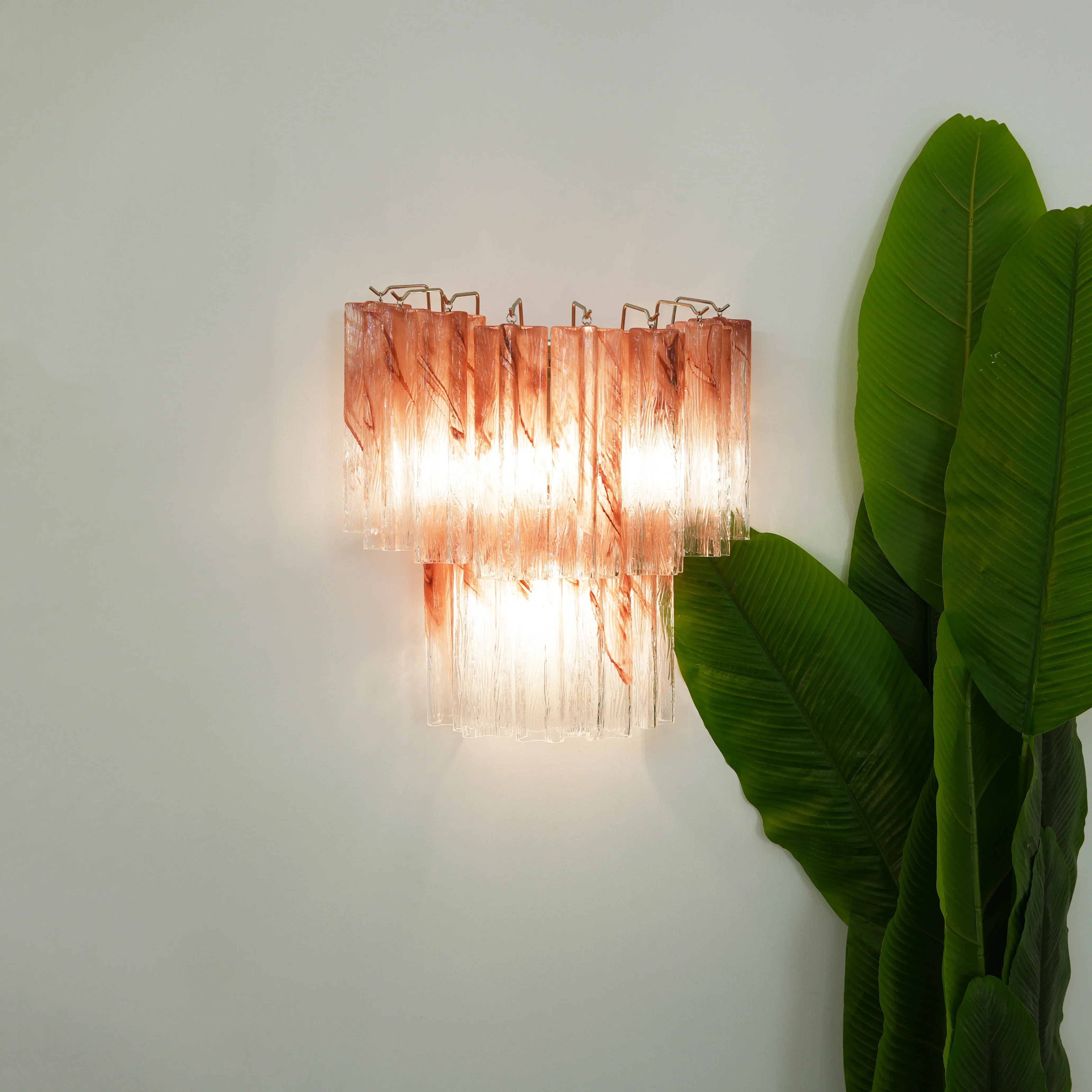 Pink Murano Glass Tube Wall Sconces - Image 7