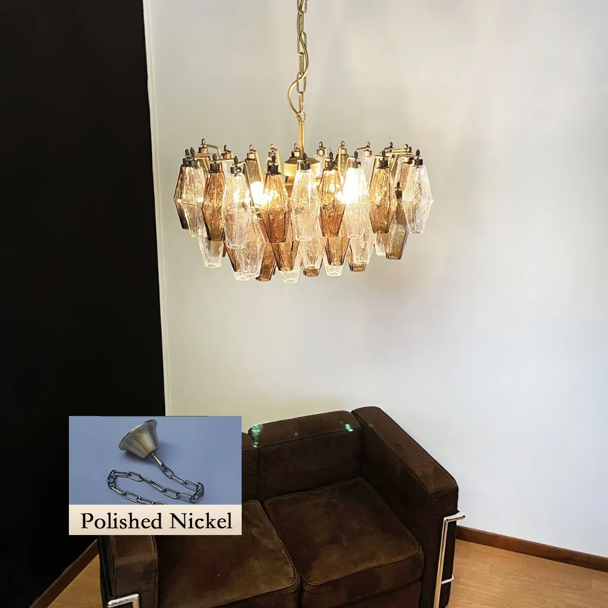 Poliedri Murano Transparent Smoked Chandelier - Image 23