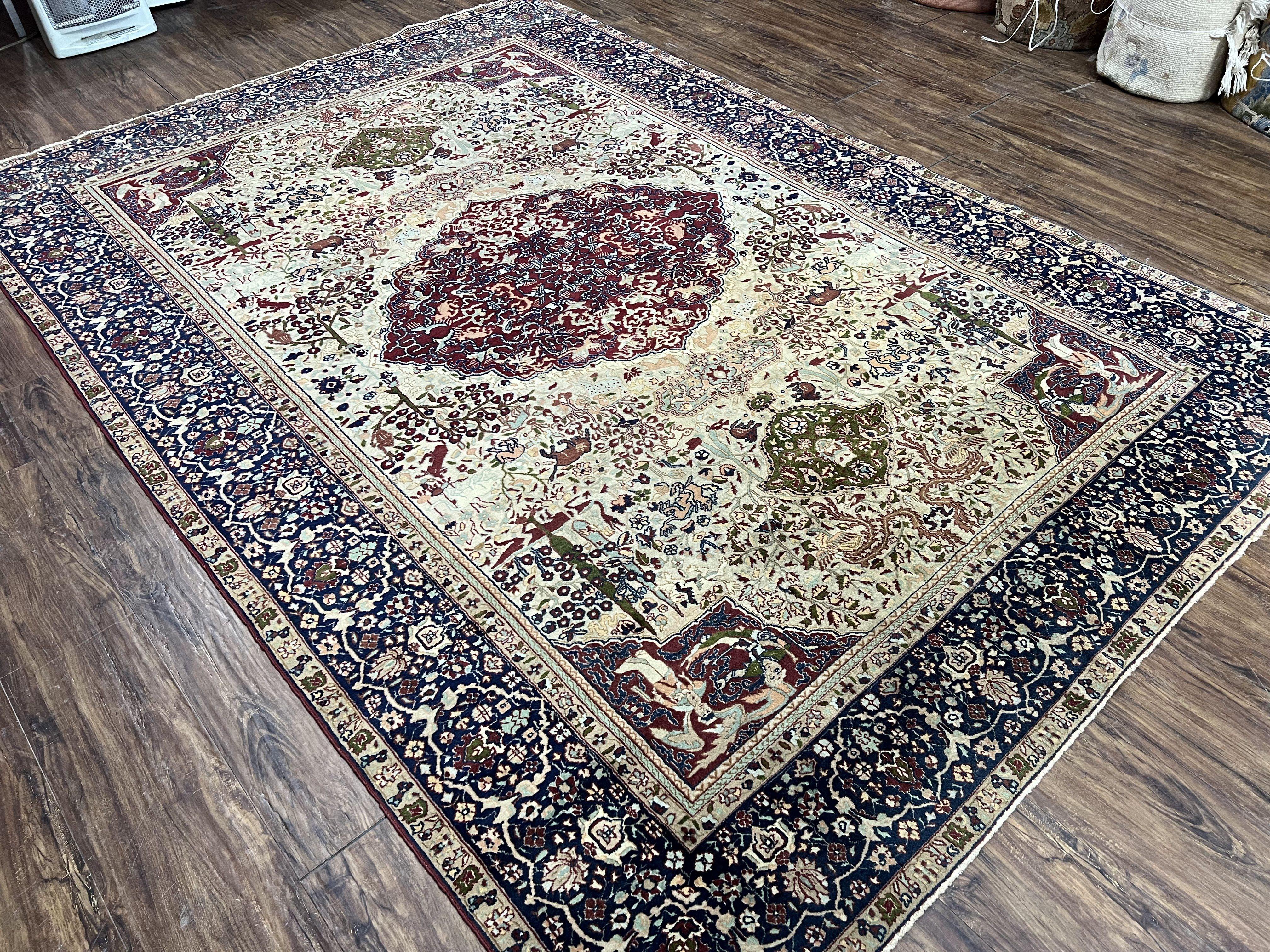 Rare Antique Indian Agra Rug, Early 20th Century Indian Carpet, Animal and Angel Motifs, Hunting Scene, Collectible Oriental Carpet, Wow - Image 2