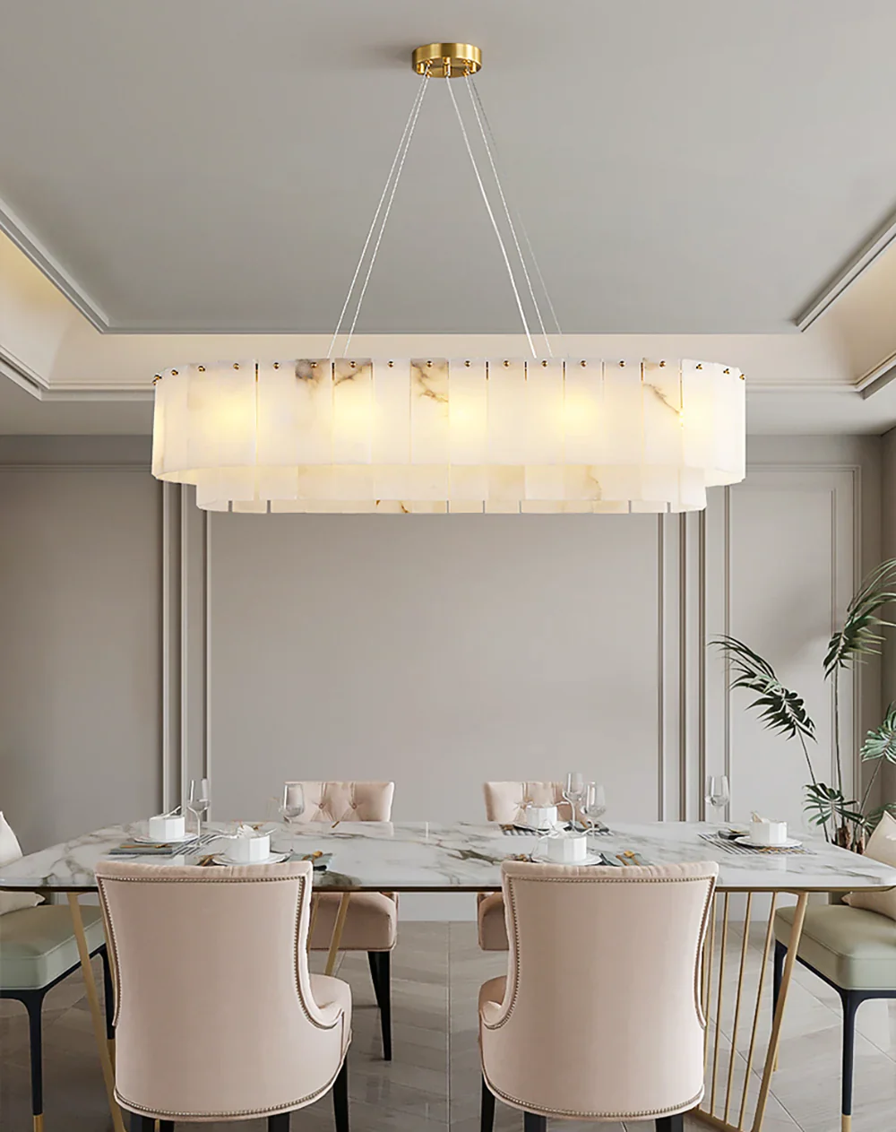 Rectangular Linear Alabaster Chandelier - Image 9