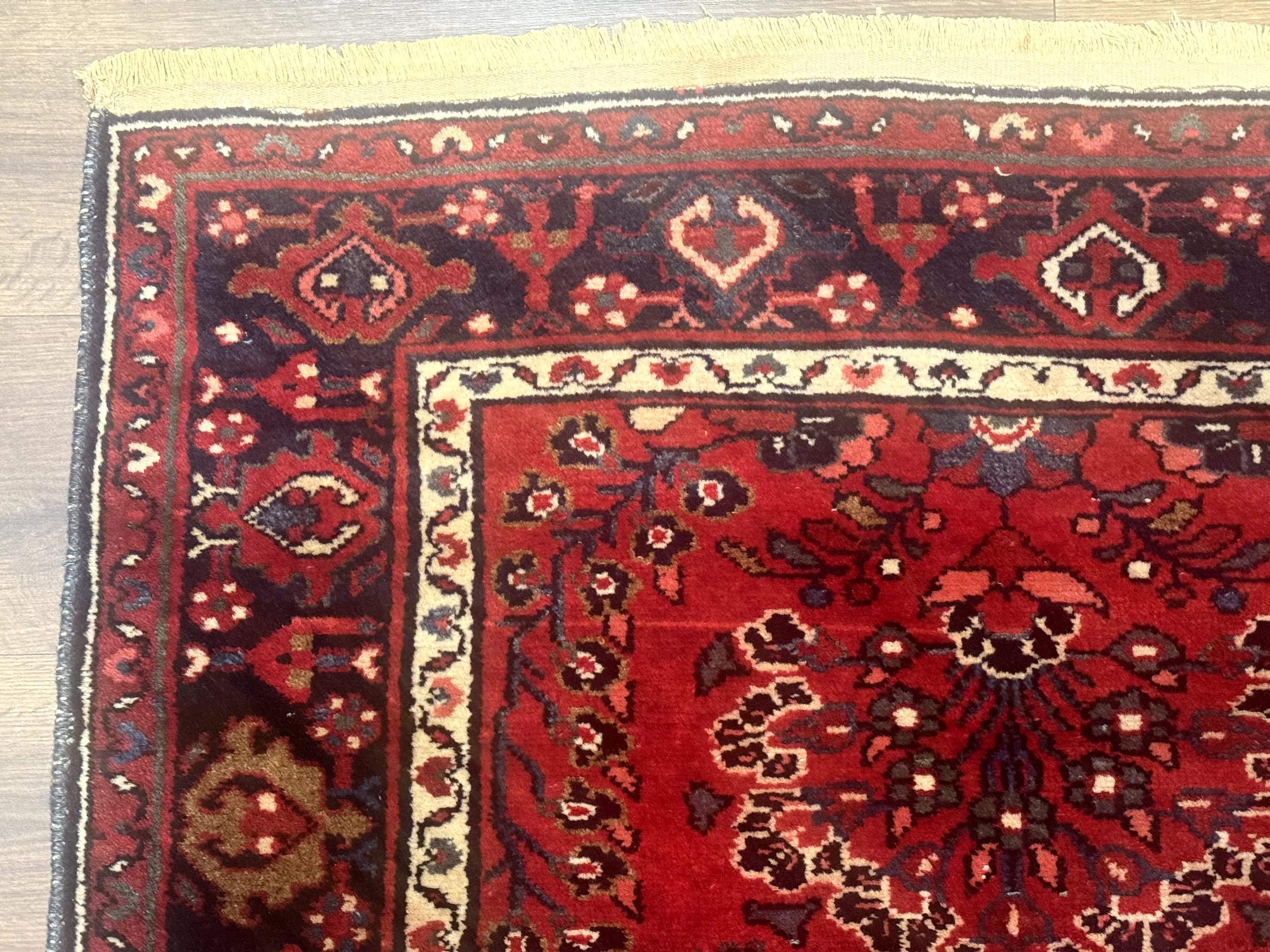 Red Persian Rug 2.6 x 6.8, Floral, Antique Per'sian Carpet, Persian Malayer Rug, Hamadan Rug - Image 6