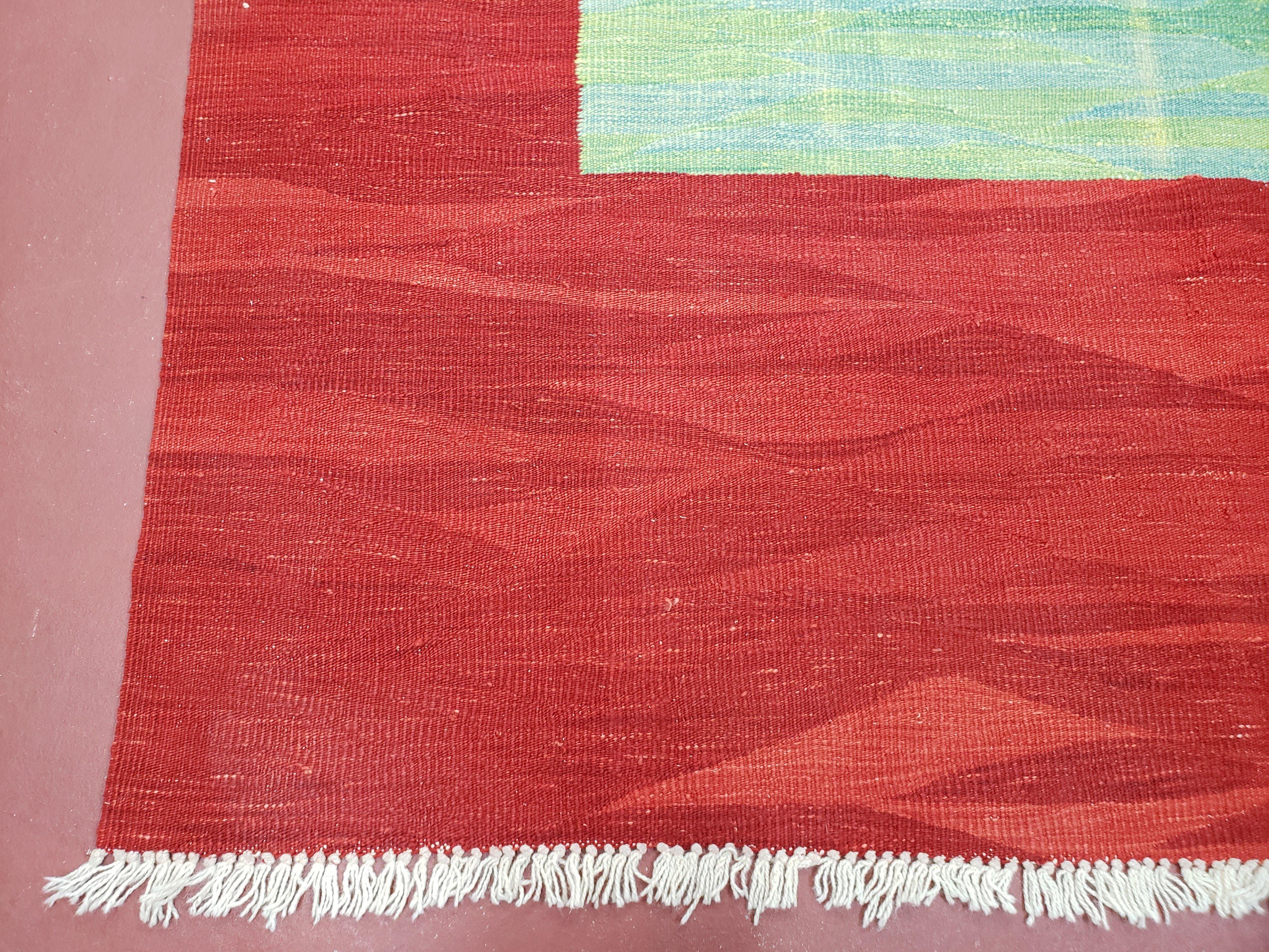 Red Turkish Kilim Rug, 5x7 - 6x8 Rugs, Red and Green Kilim Carpet, Kilim Area Rugs, Flatweave No Pile Rug, New Turkish Rug, Handmade Kilim - Image 8