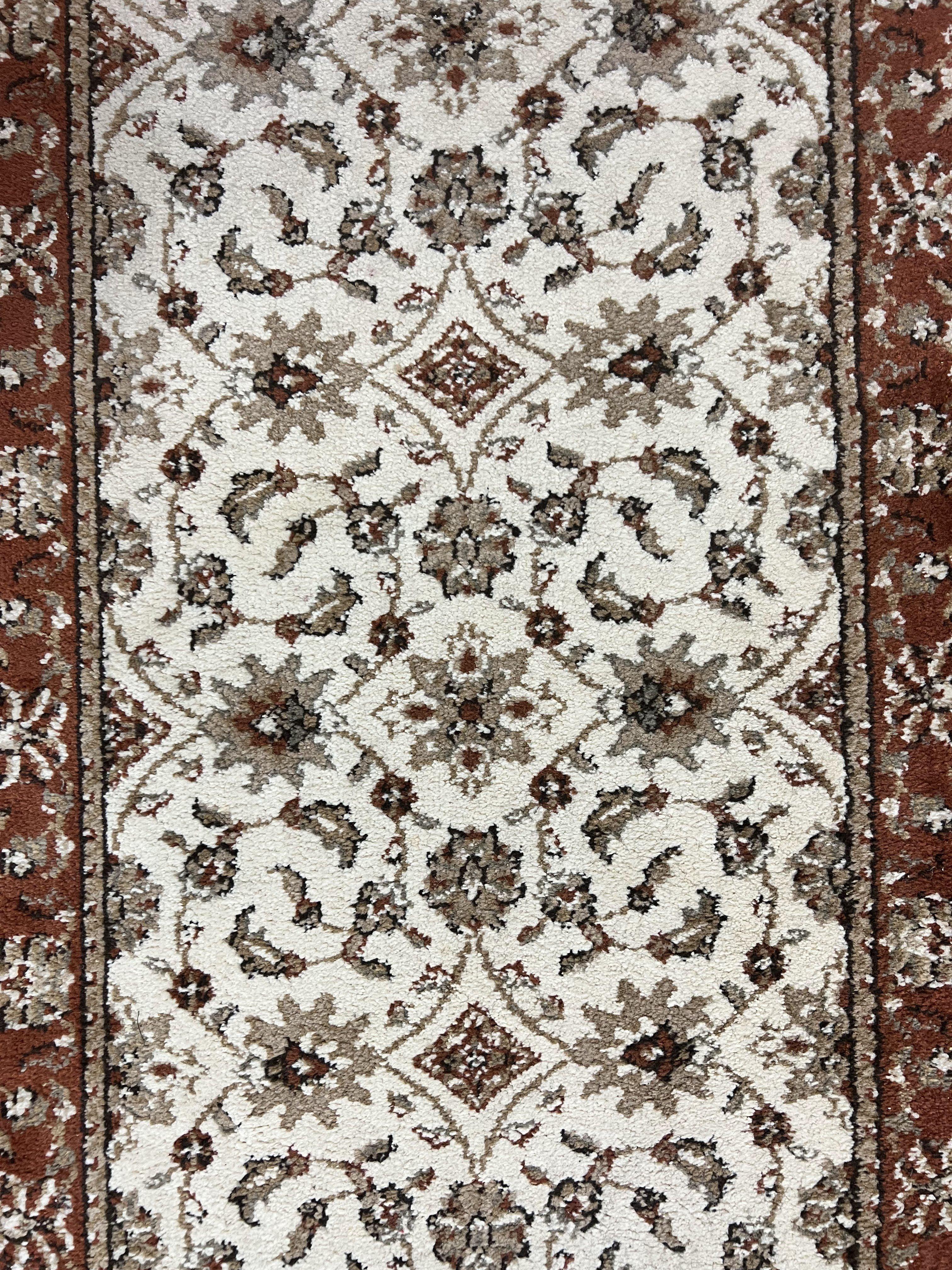 Runner Rug 2 x 7.6, Skinny Runner, Oriental Rug for Hallway, Ivory & Rust Red, Floral Allover - Image 4